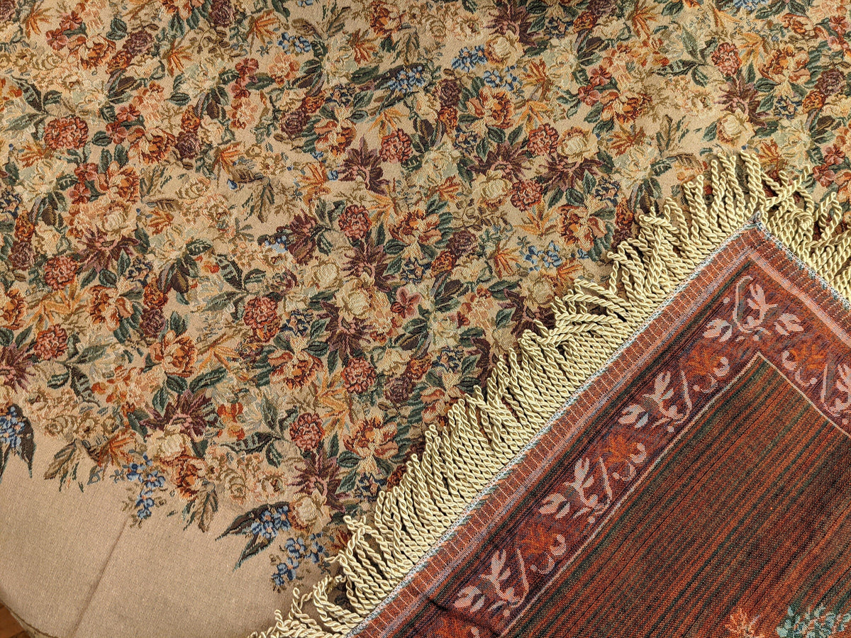 DaDa Bedding Wildflower Wonderland Floral Golden Beige Tan Square Dining Table Cloth (3100)