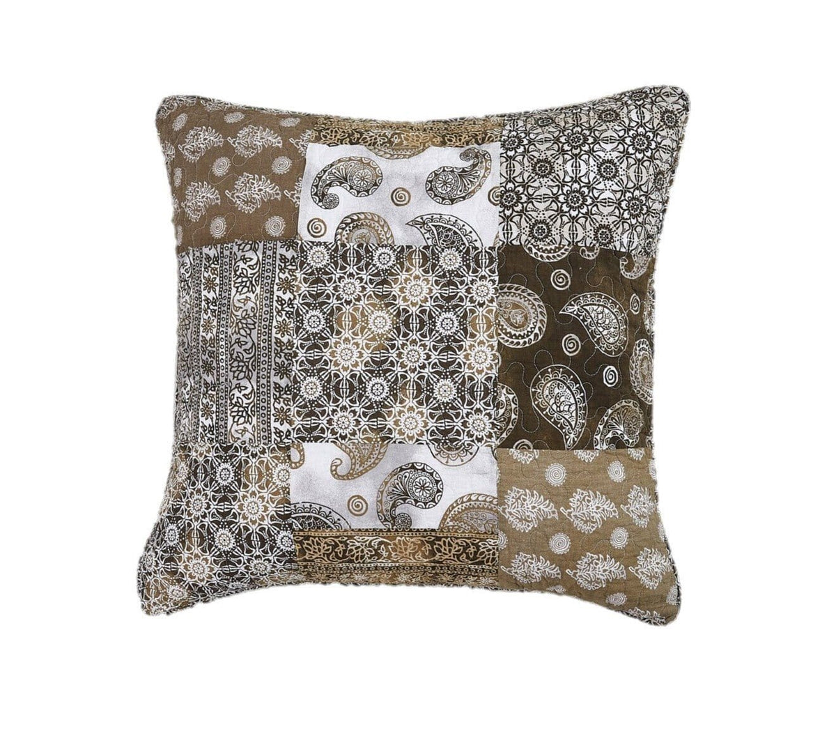 DaDalogy Bedding Bed in a Bag Bundle Set - Bohemian Paisley Dreams Floral Olive Brown Patchwork Bedspread Set (JHW885)