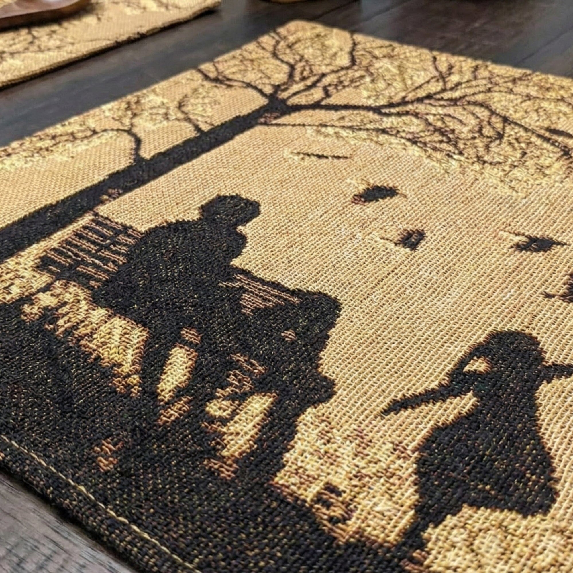 DaDalogy Bedding Set of 4 Pieces Autumn Birds Blessing Tapestry Dining Placemats 13” x 19” (Halloween)