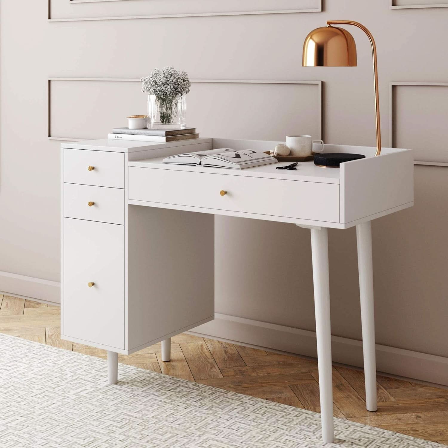 Daisy Vanity Desk Makeup Table With 4 Drawers White