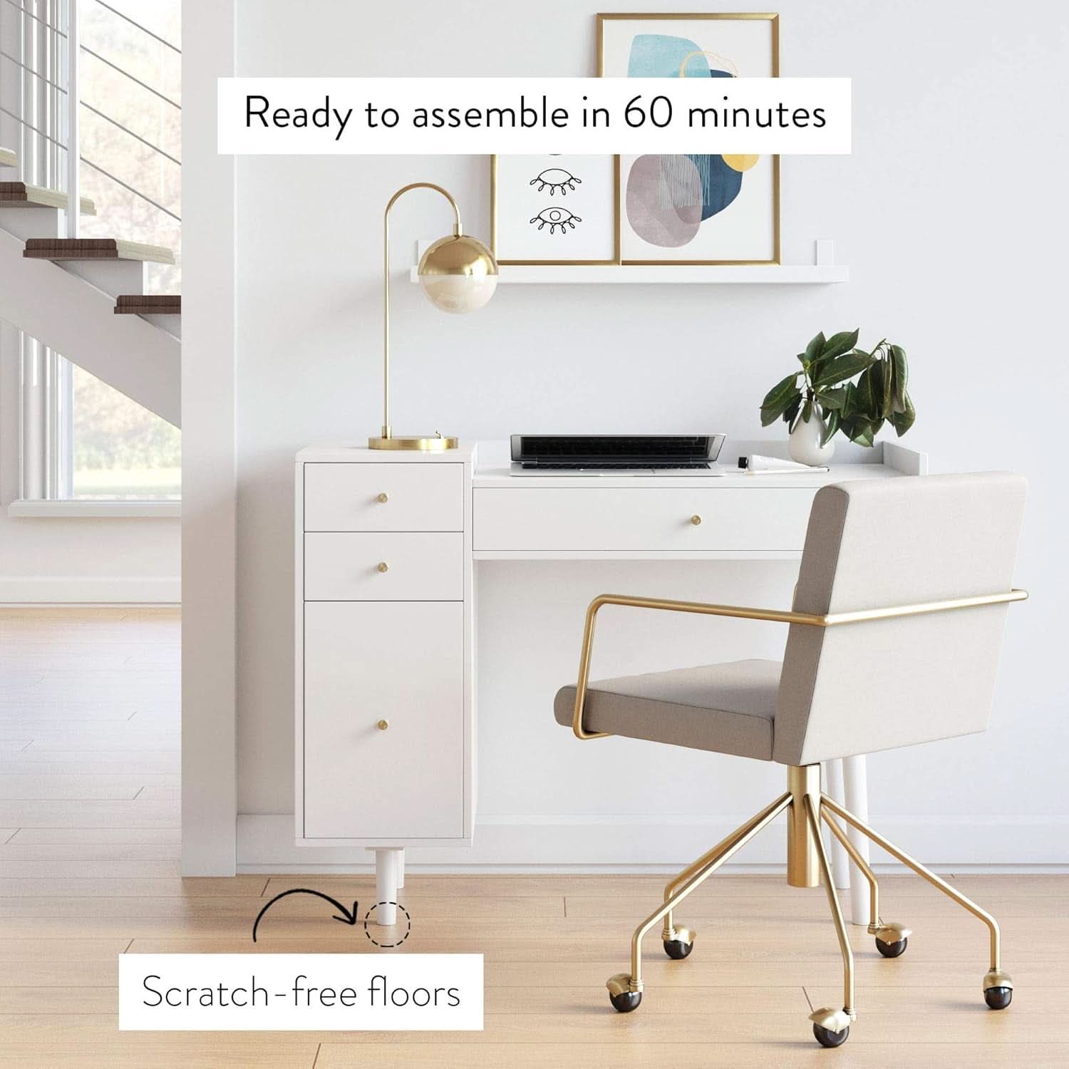 Daisy Vanity Desk Makeup Table With 4 Drawers White