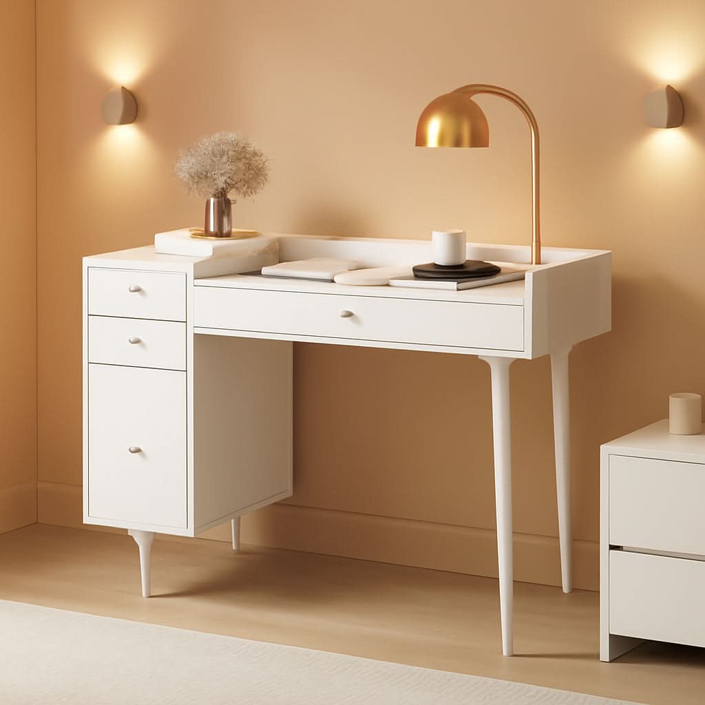 Daisy Vanity Desk Makeup Table With 4 Drawers White