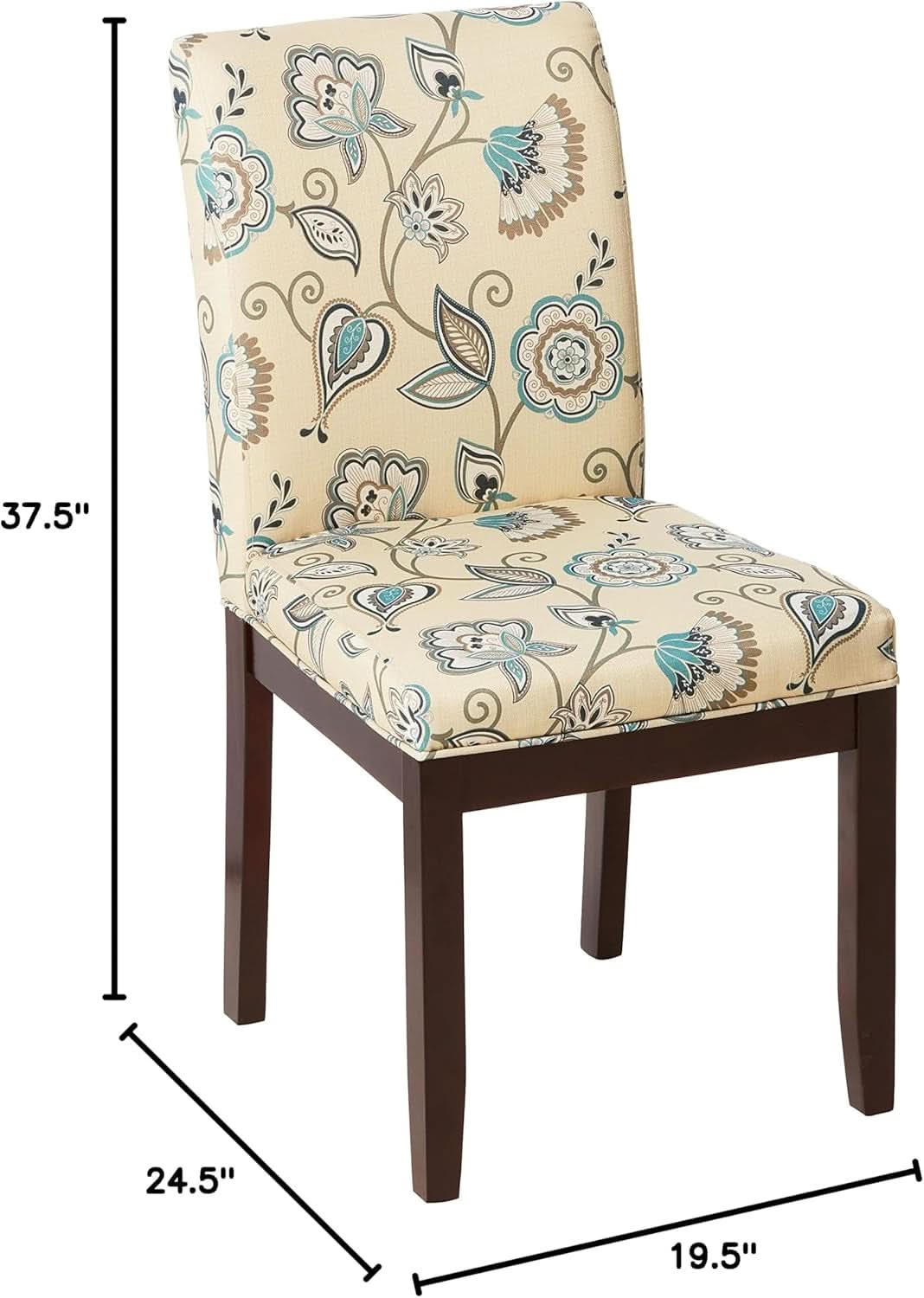 Dakota Upholstered Parsons Chair Avignon Sky Espresso Legs