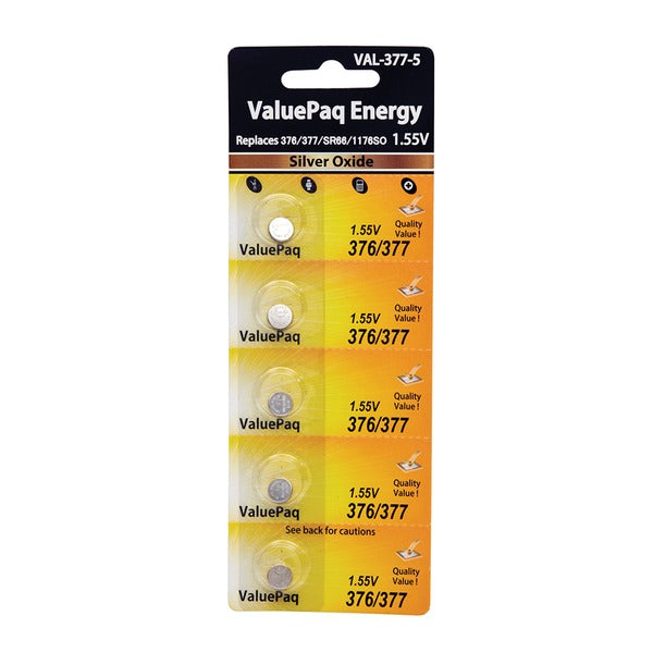 Dantona VAL-377-5 ValuePaq Energy UL377 Watch Battery, 5 Count