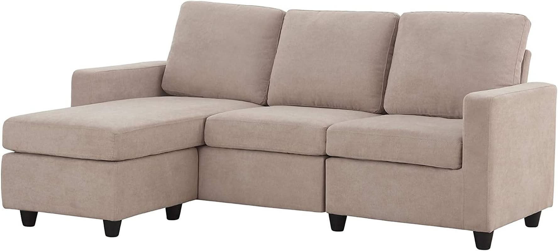 Dark Beige Reversible L Shaped Sectional Sofa For Small Spaces