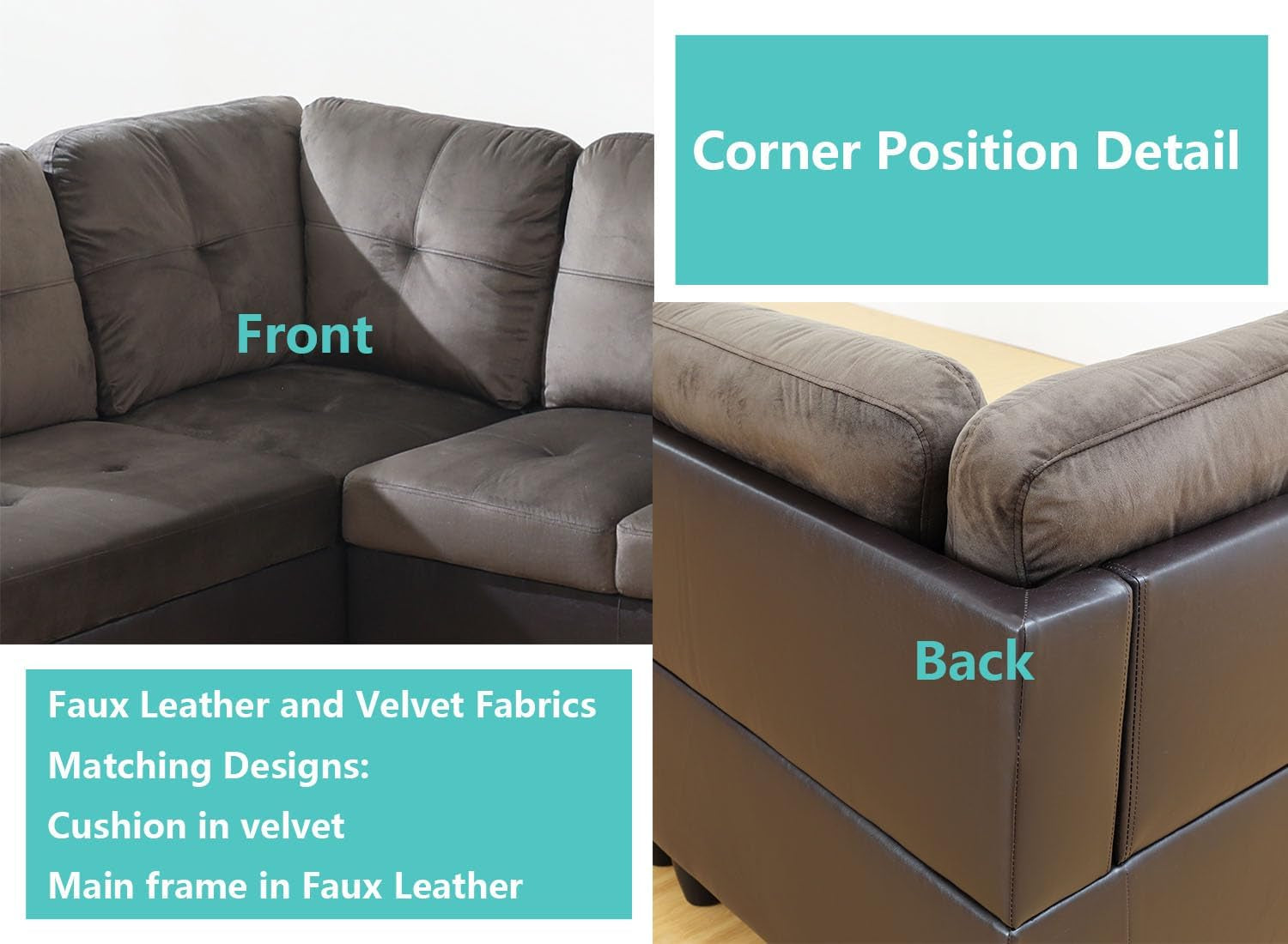 Dark Brown 105 Inch Sectional Sofa With Storage Ottoman Right Chaise