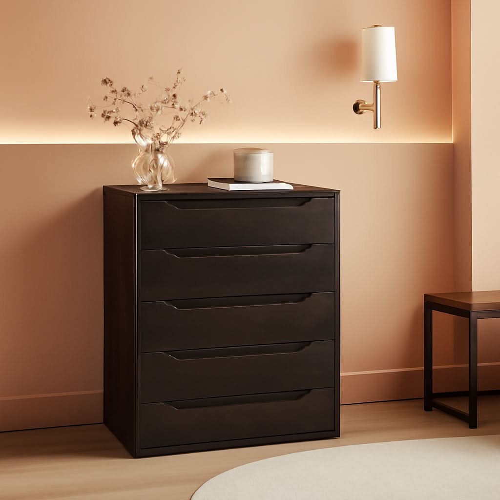 Dark Brown 4 Drawer Dresser For Bedroom Storage And Organization