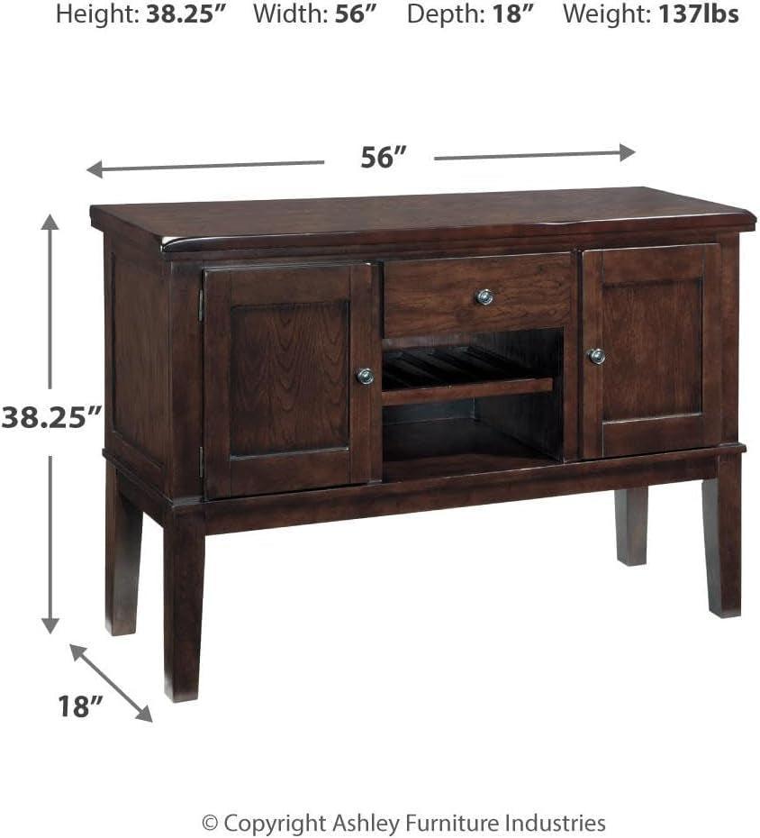 Dark Brown Buffet Cabinet With 5 Bottle Wine Rack Shelves
