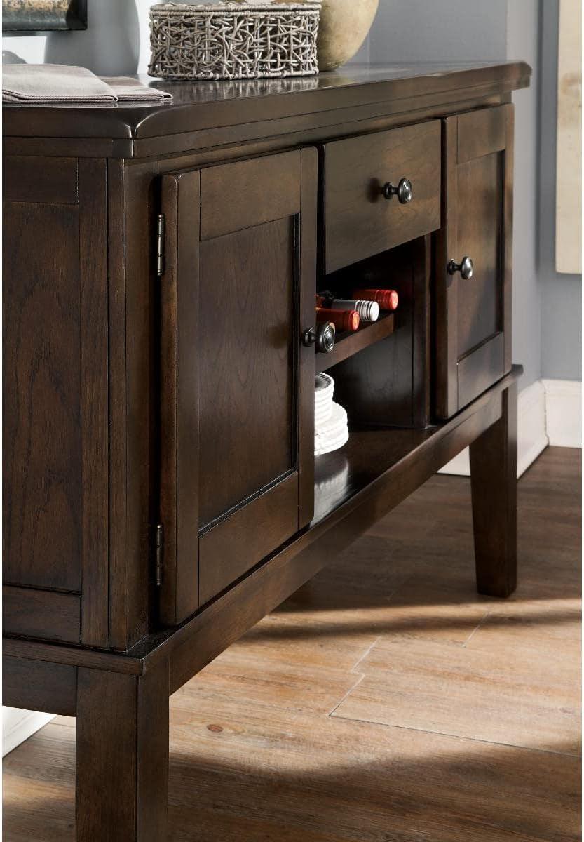 Dark Brown Buffet Cabinet With 5 Bottle Wine Rack Shelves