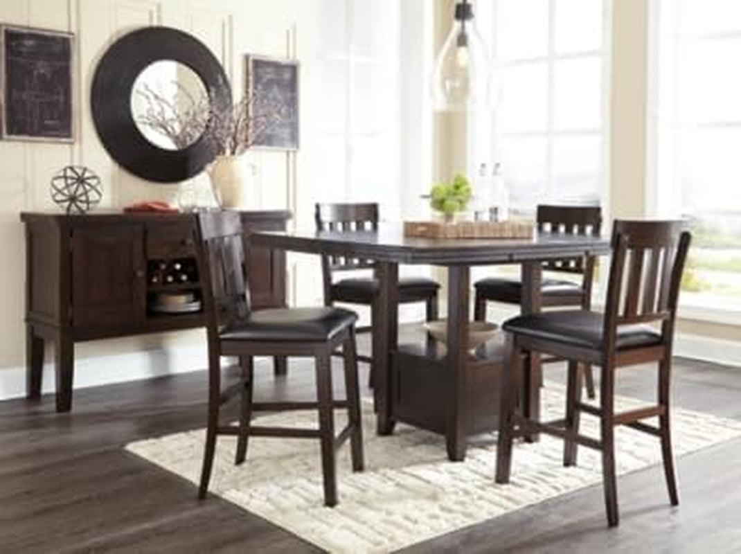 Dark Brown Buffet Cabinet With 5 Bottle Wine Rack Shelves