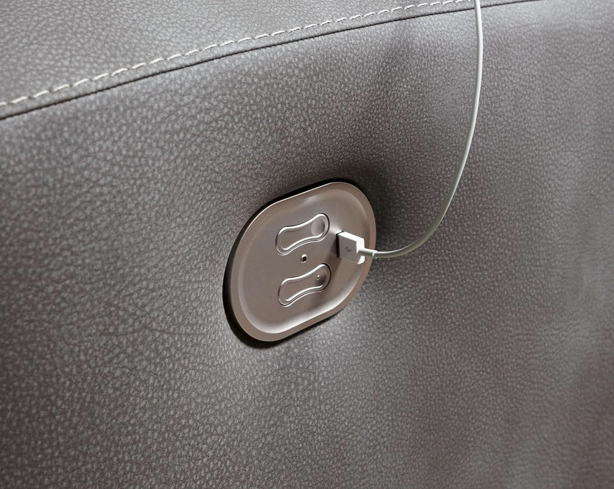 Dark Brown Faux Leather Wall Hugger Power Recliner Headrest