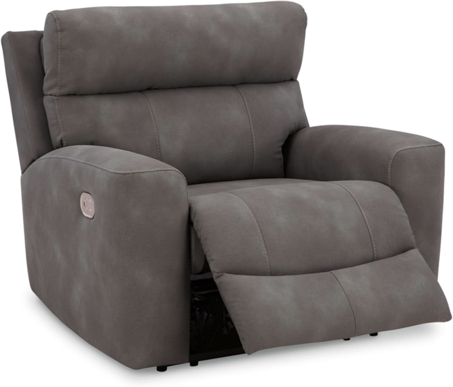 Dark Brown Faux Leather Wall Hugger Power Recliner Headrest