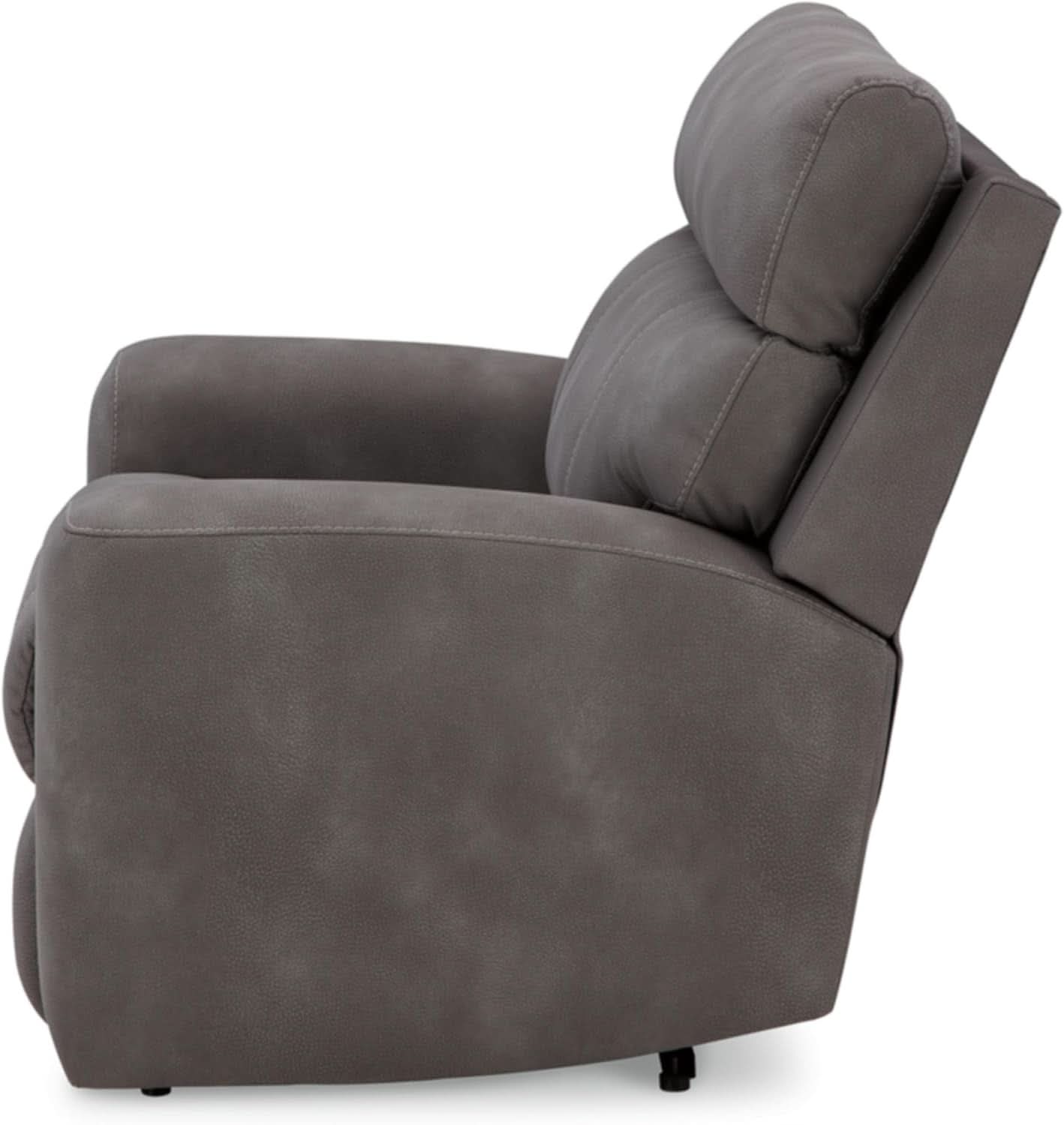 Dark Brown Faux Leather Wall Hugger Power Recliner Headrest