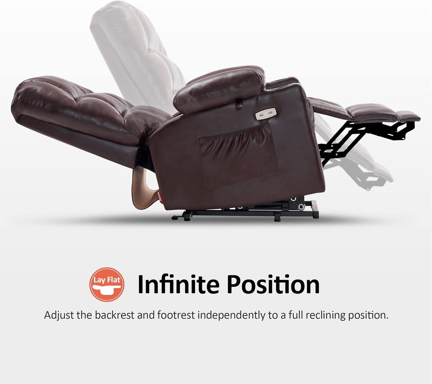Dark Brown Lift Recliner With Massage For Elderly People