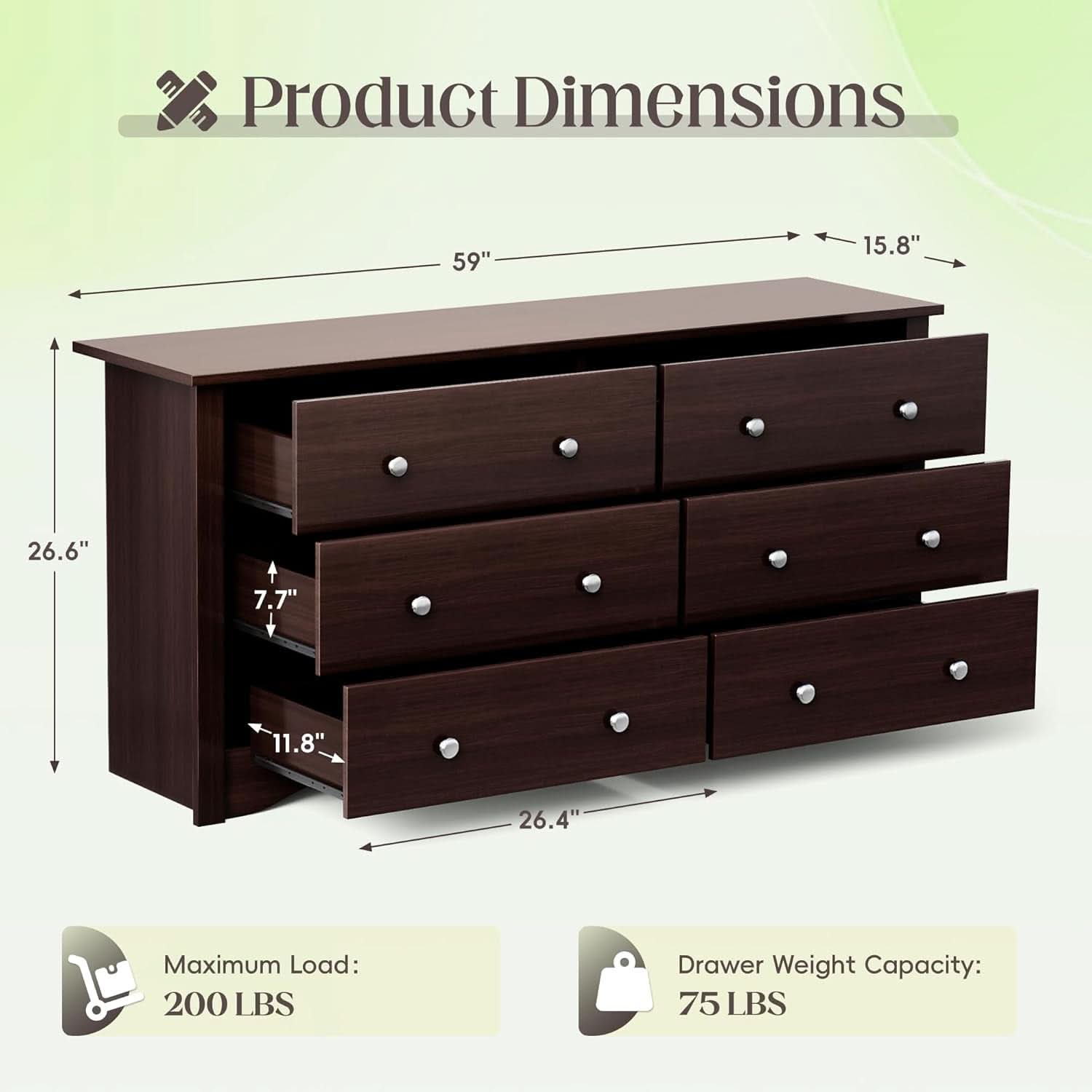 Dark Brown SolidWood Dresser Featuring Ample Storage