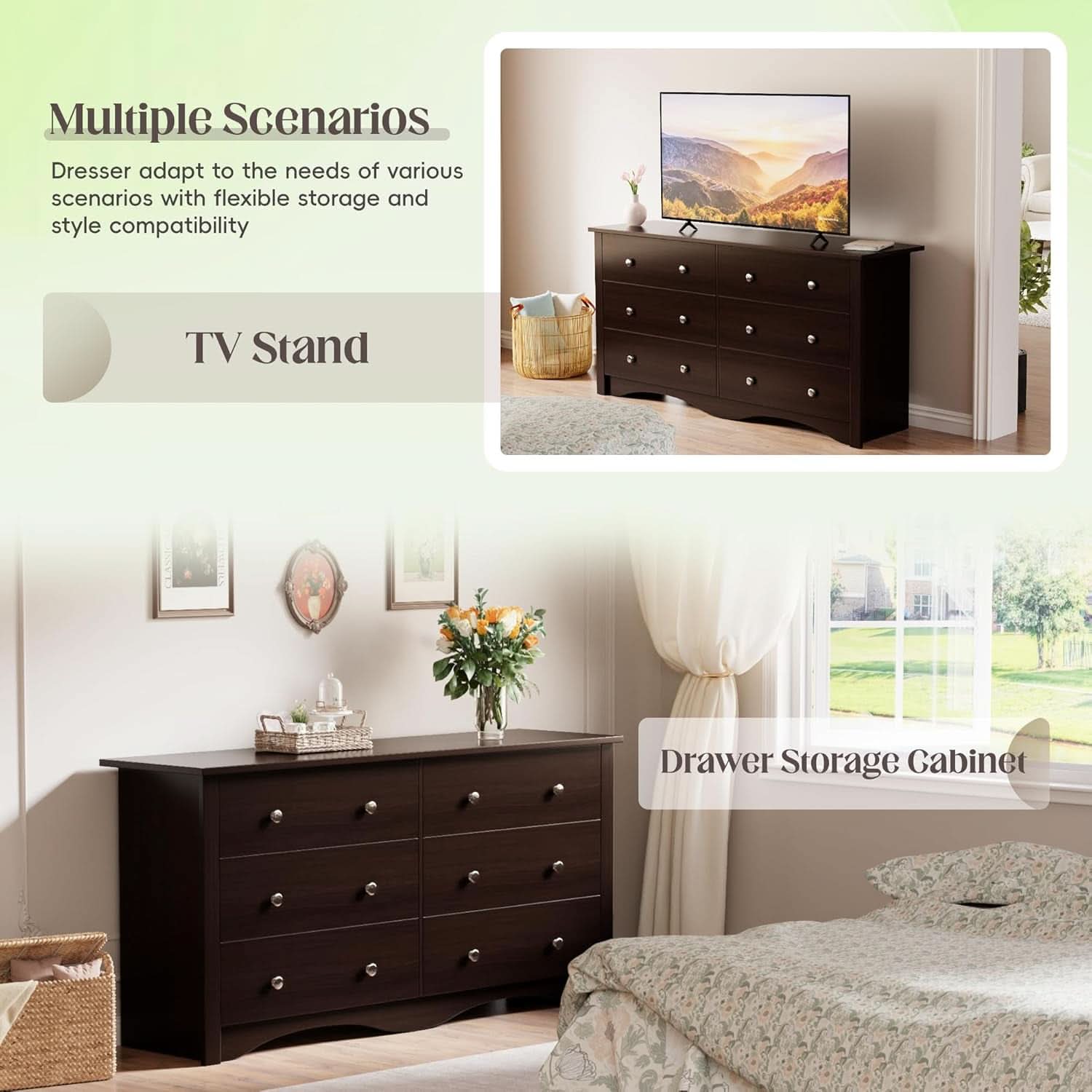 Dark Brown SolidWood Dresser Featuring Ample Storage