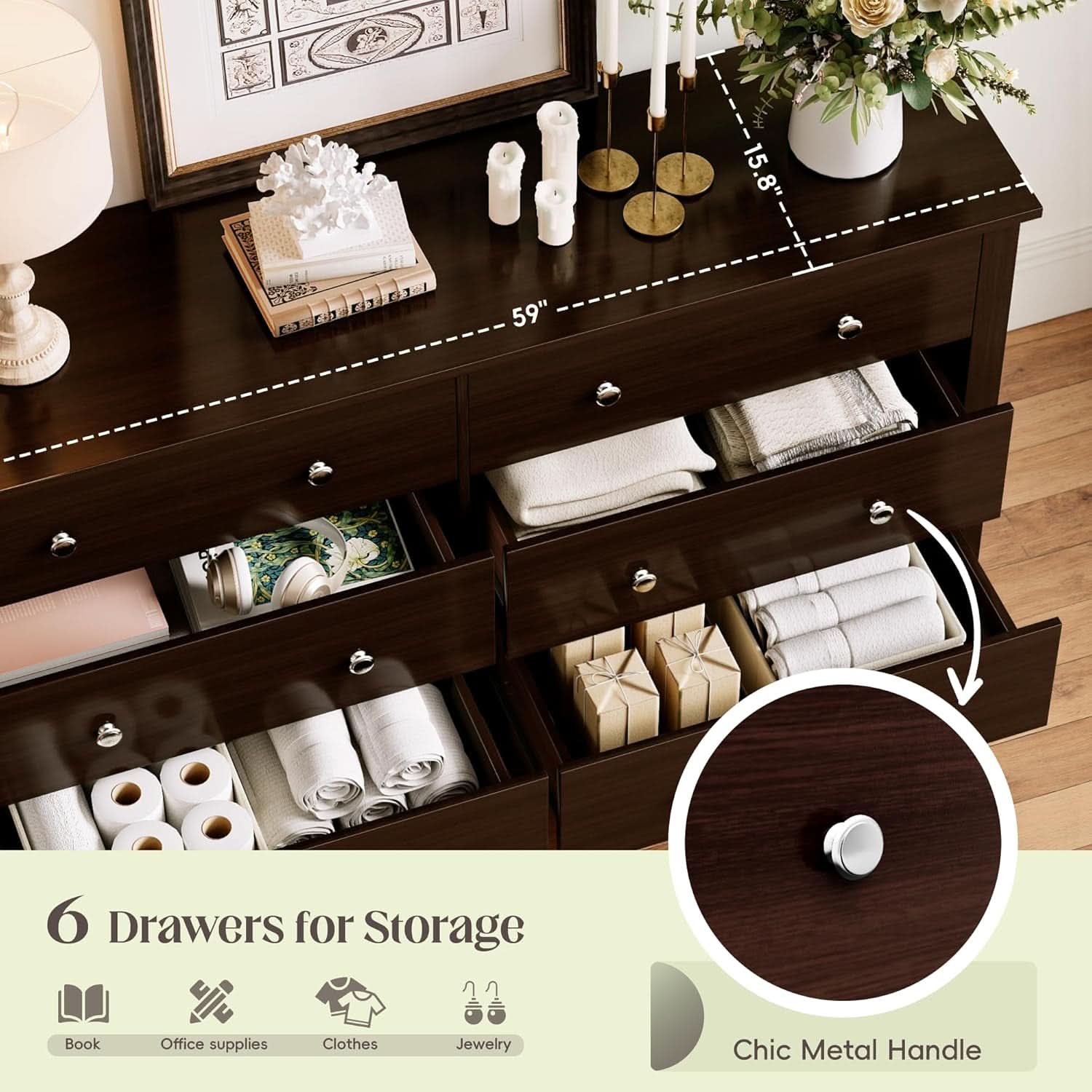 Dark Brown SolidWood Dresser Featuring Ample Storage
