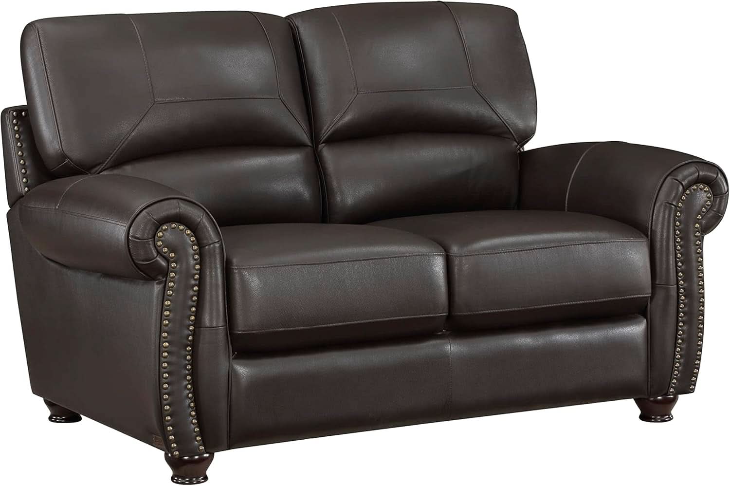 Dark Brown Top Grain Leather Sofa Set With Loveseat
