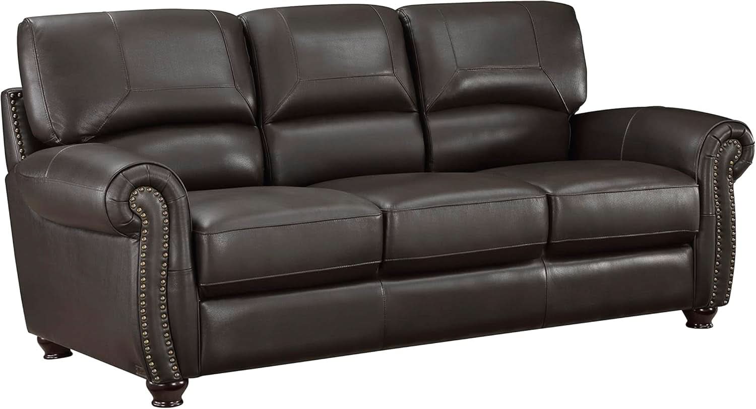 Dark Brown Top Grain Leather Sofa Set With Loveseat