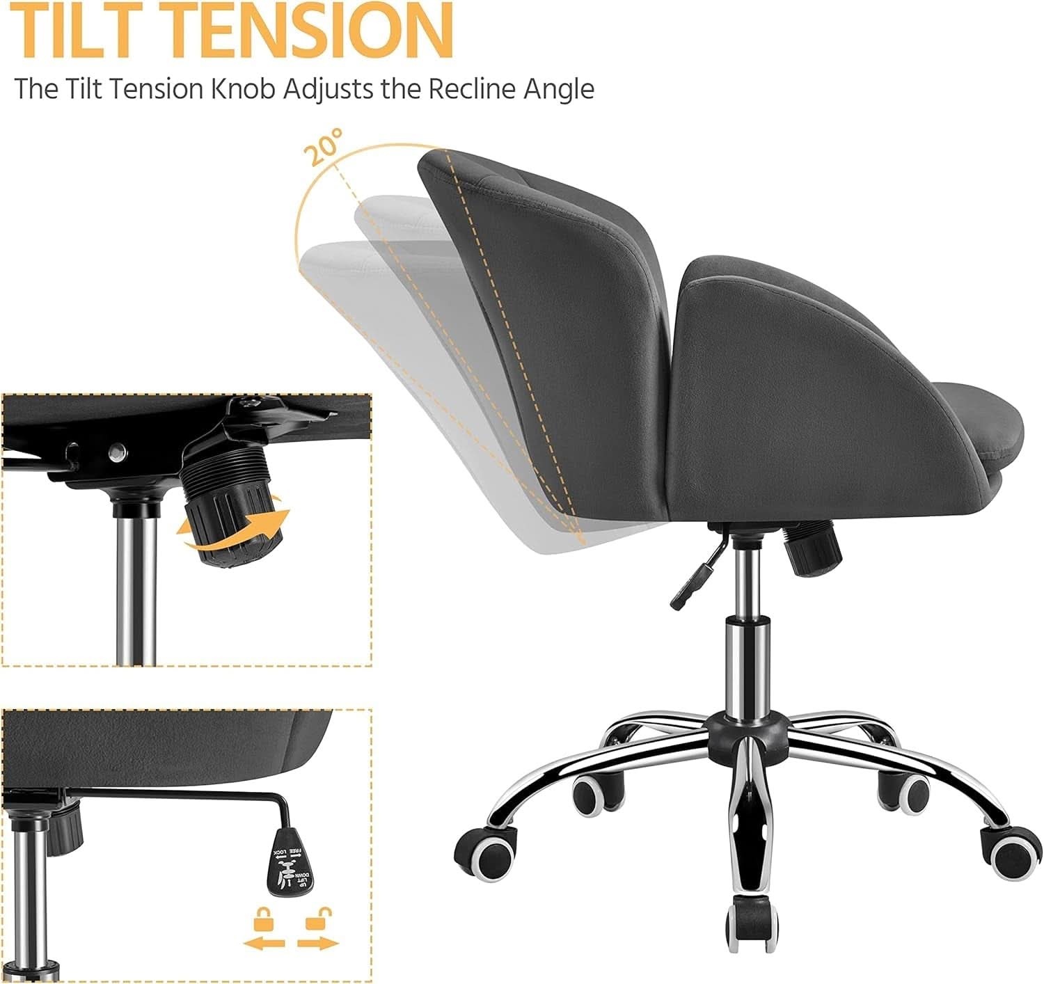 Dark Gray Desk Chair With Armrests For Home Office