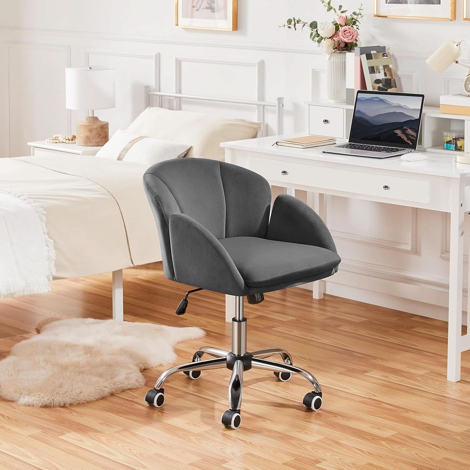 Dark Gray Desk Chair With Armrests For Home Office