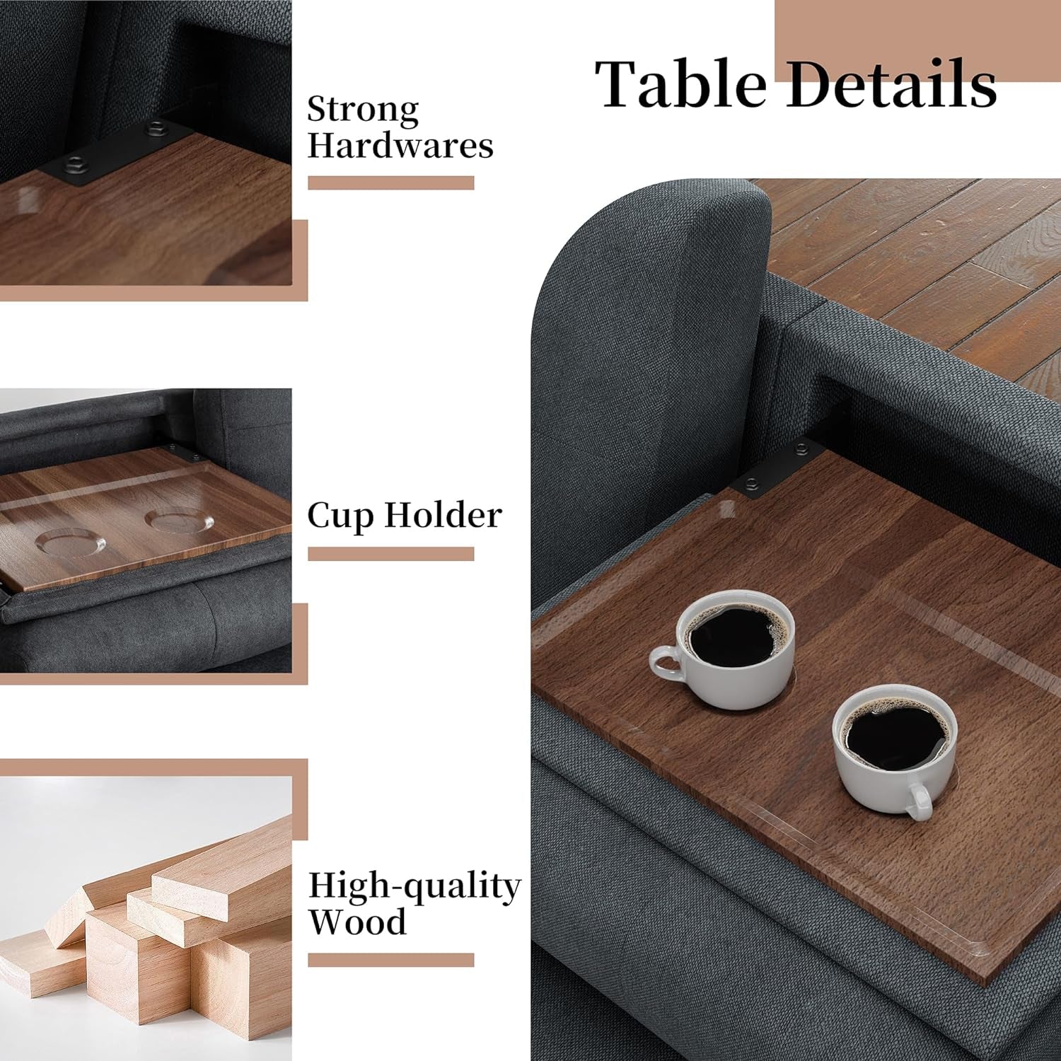 Dark Gray L Shaped Sectional Sofa With Hidden Storage