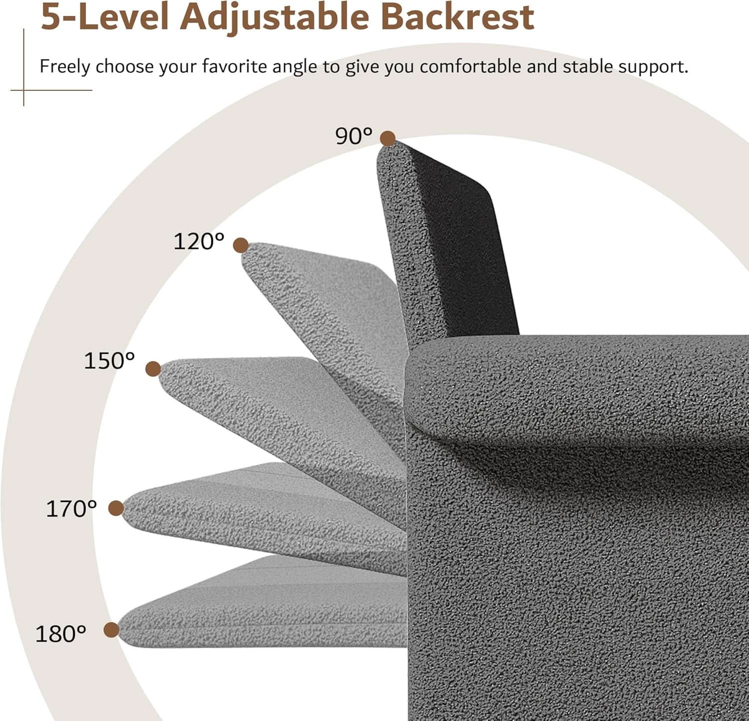 Dark Gray Lambswool Fabric Textured Sofa Bed Chair Storage