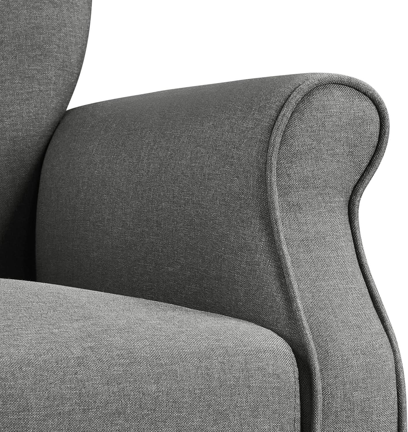Dark Gray Mid Century Upholstered Armchair Tufted Back