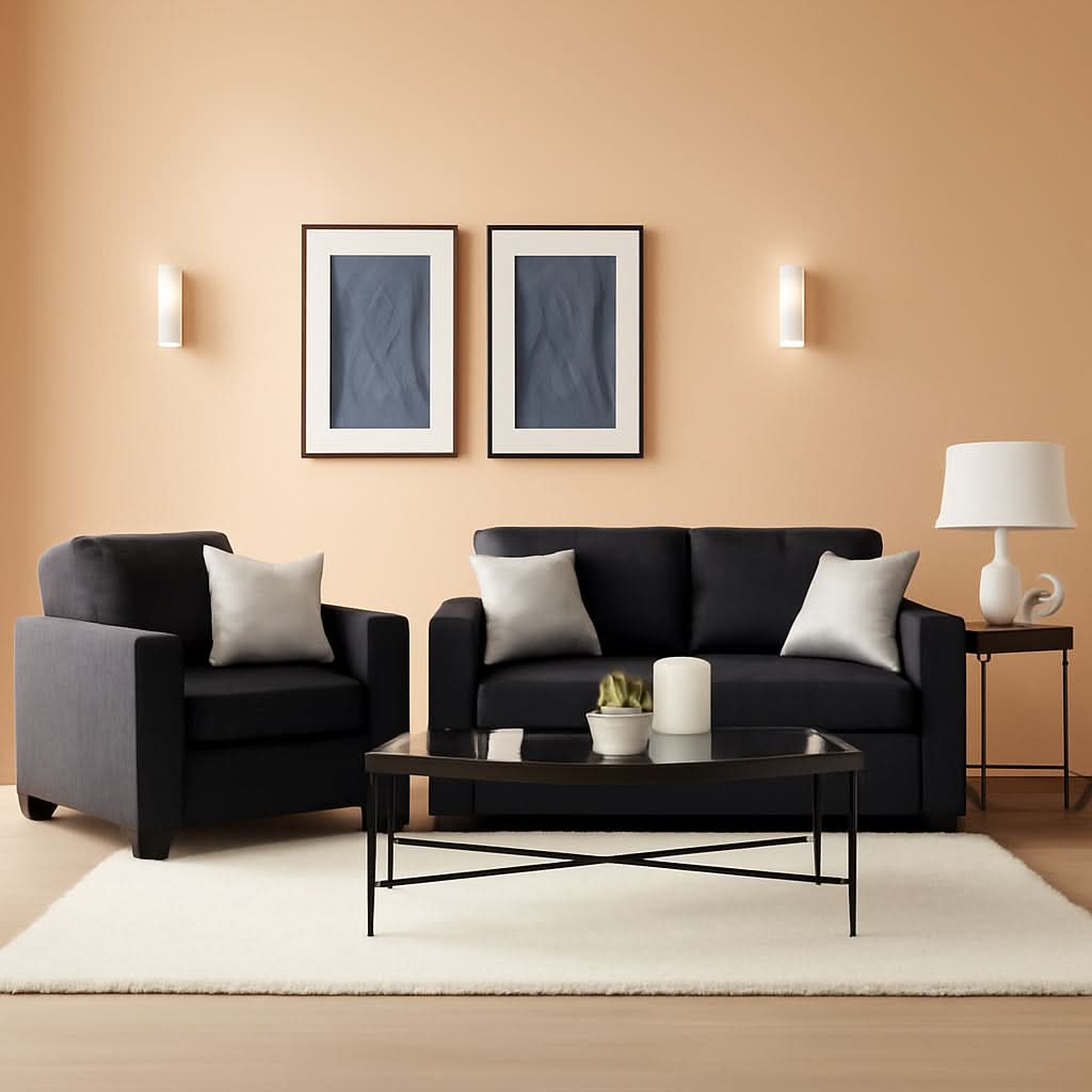 Dark Gray Modern Loveseat With Two Accent Pillows Included
