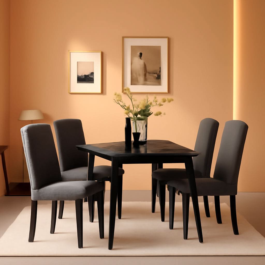 Dark Gray Nonwoven Dining Chairs Set of 6 With Adjustable Feet