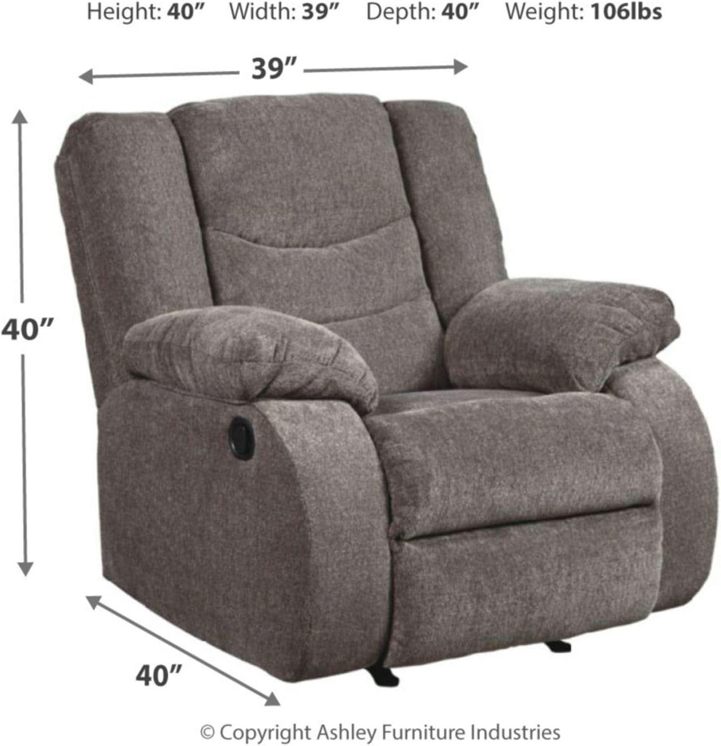 Dark Gray Rocker Recliner With Waterfall Back Design