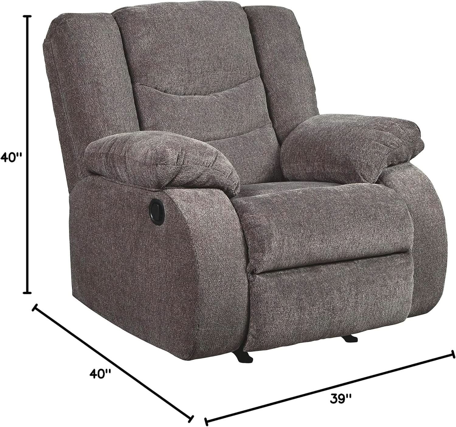 Dark Gray Rocker Recliner With Waterfall Back Design