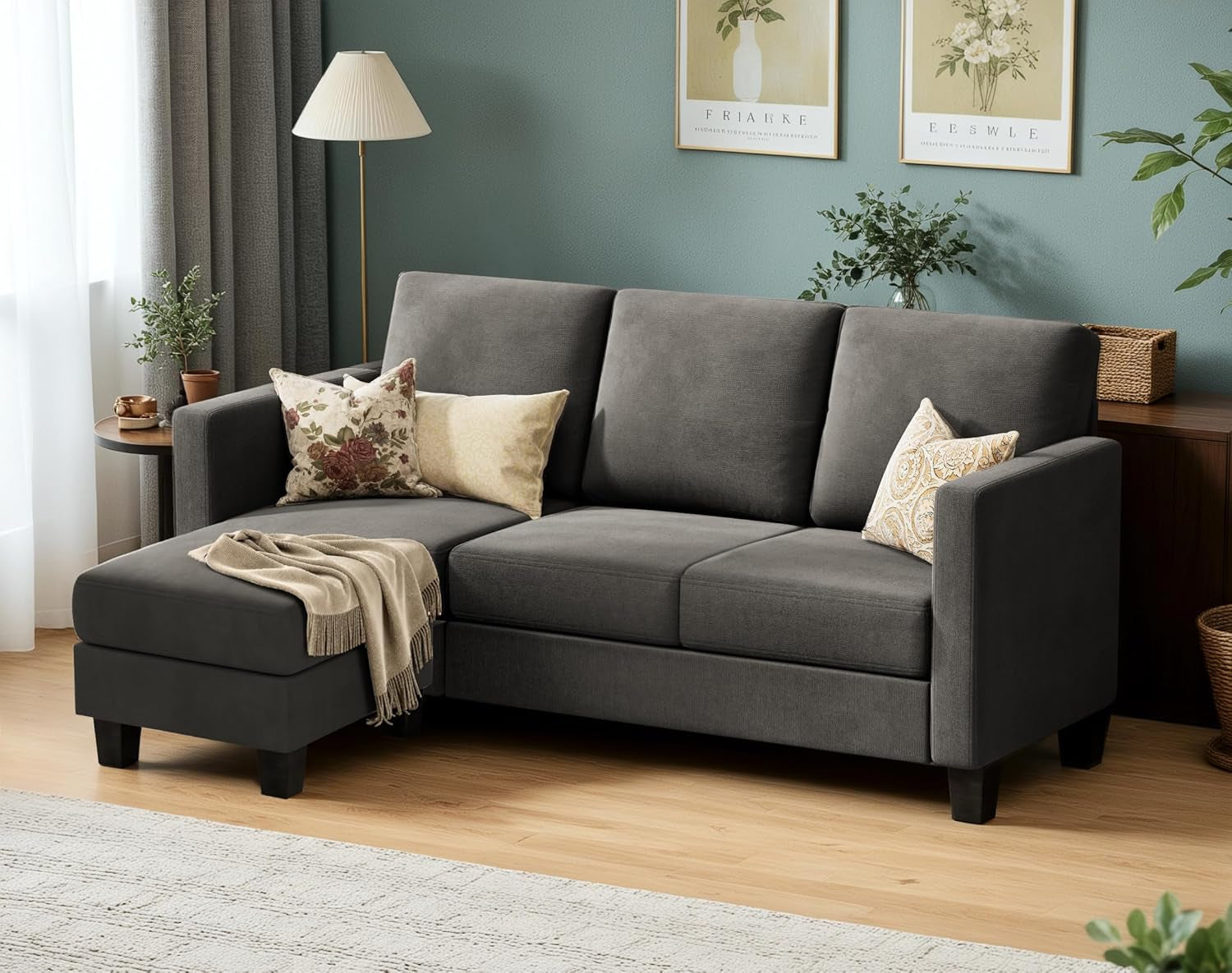 Dark Gray Sectional Sofa For Small Spaces Living Room