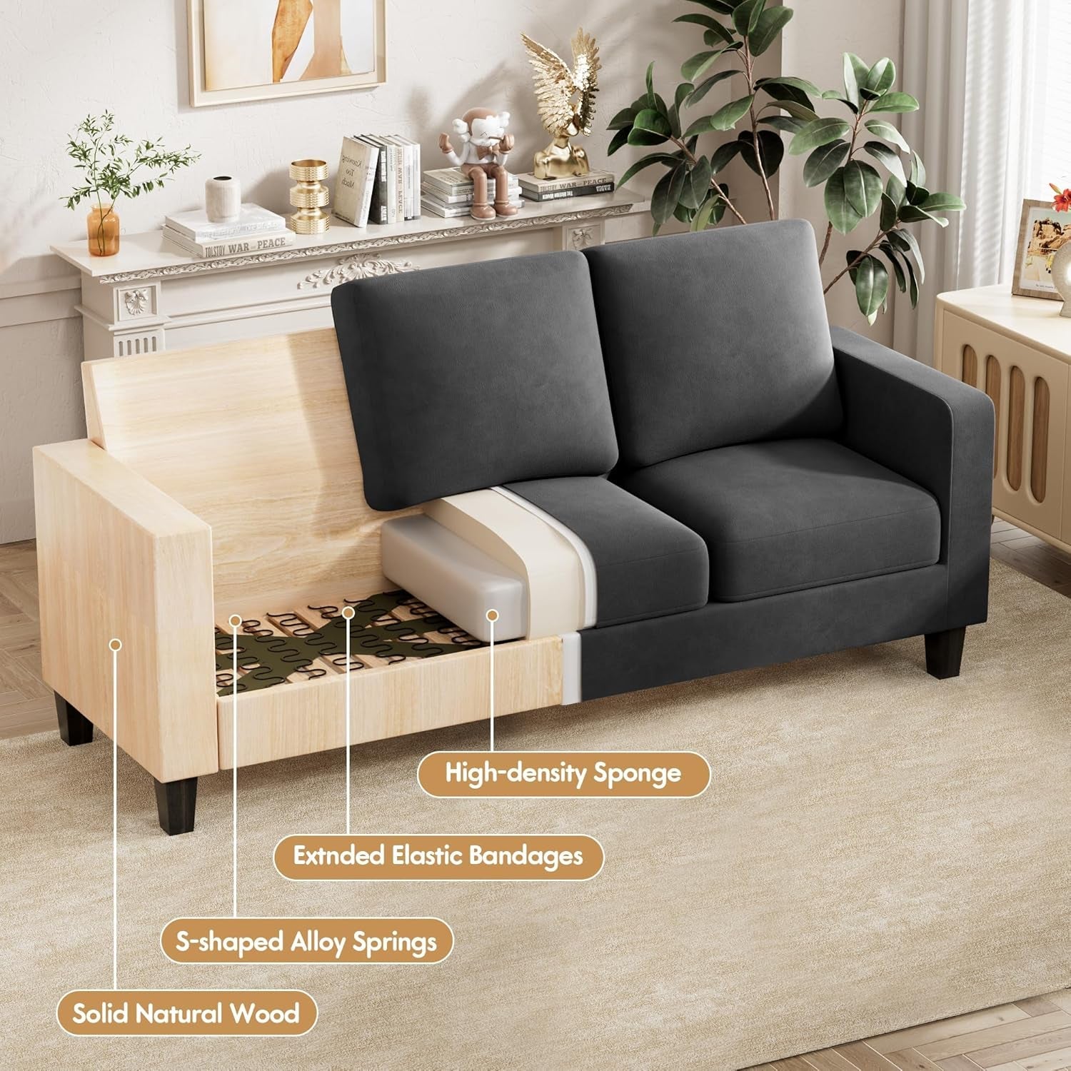 Dark Gray Sectional Sofa For Small Spaces Living Room