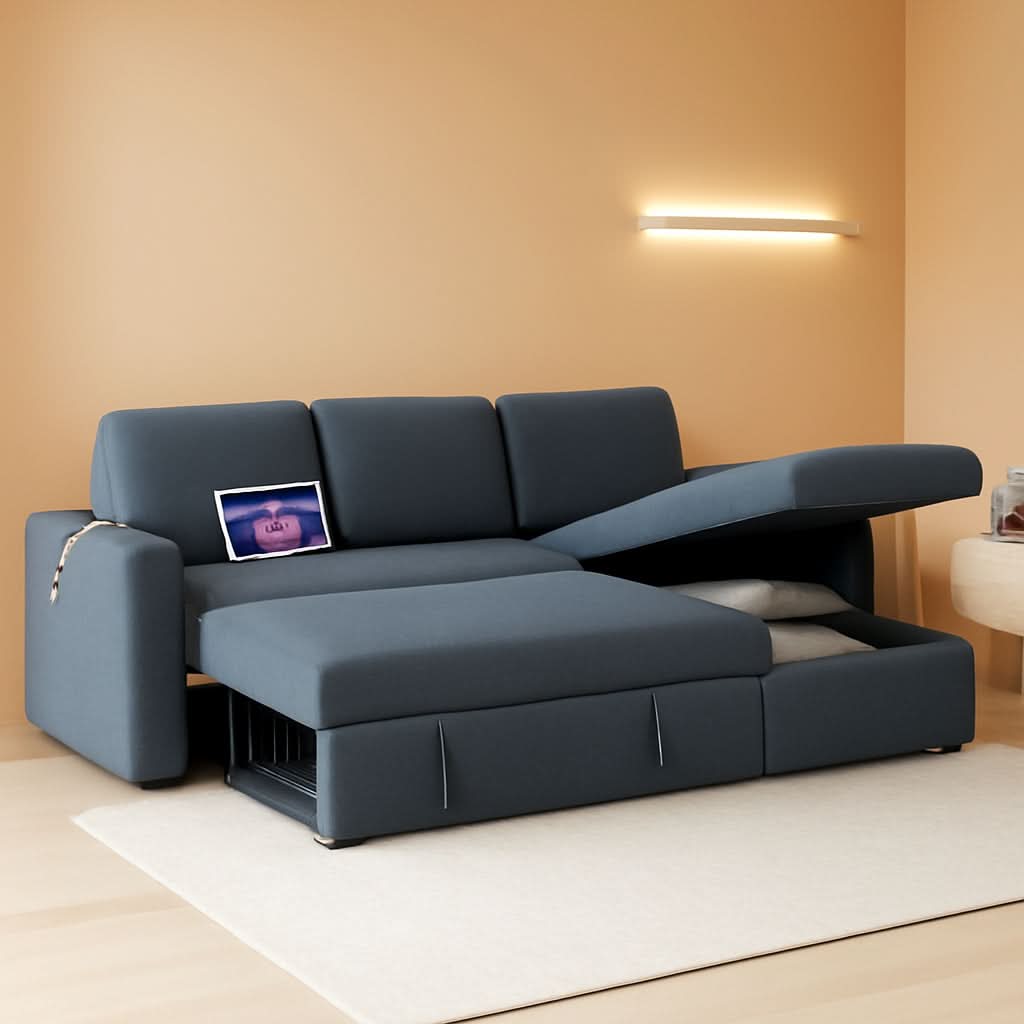 Dark Gray Sectional Sofa With Chaise And USB Charging