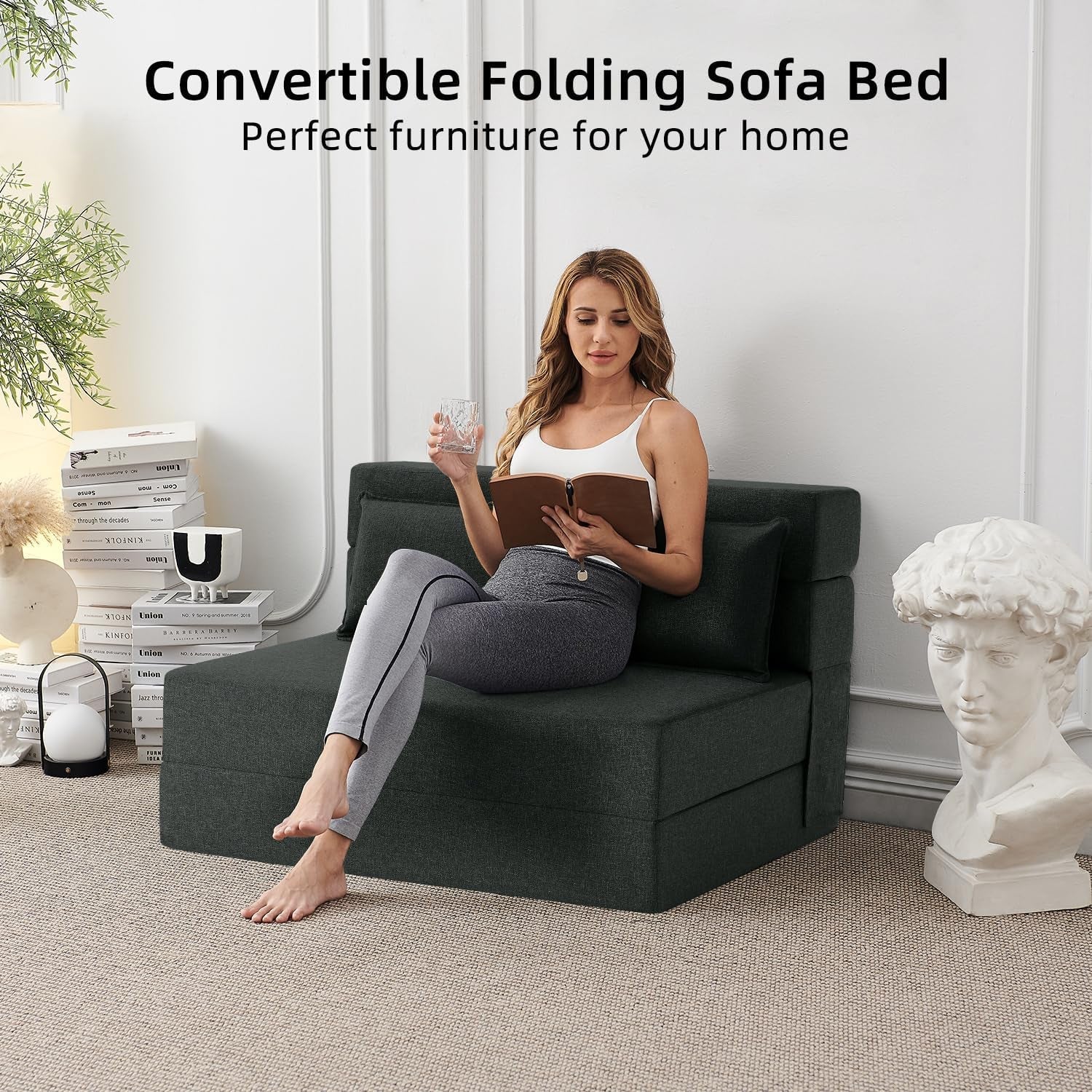 Dark Gray Standard Size Multifunctional Convertible Sofa