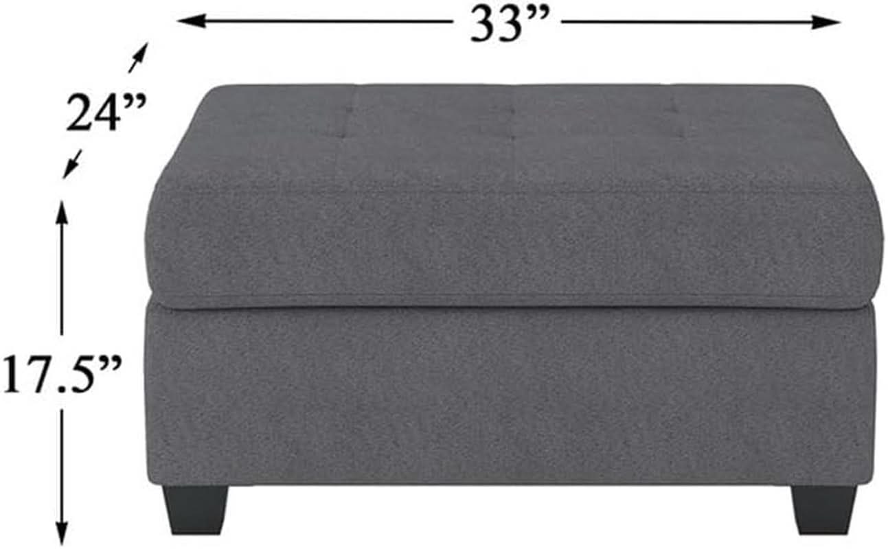 Dark Gray Upholstered Ottoman With Concealed Storage