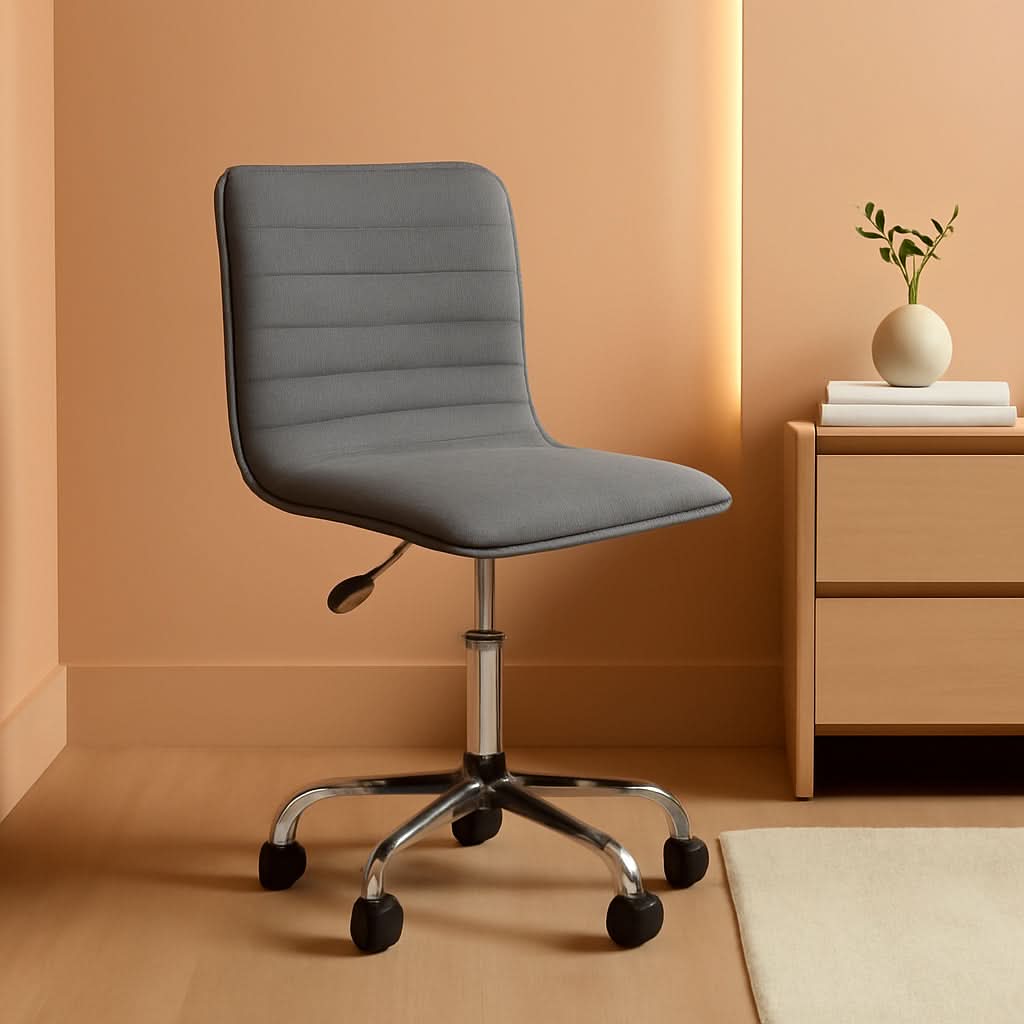 Dark Gray Velvet Armless Swivel Chair Height Adjustable