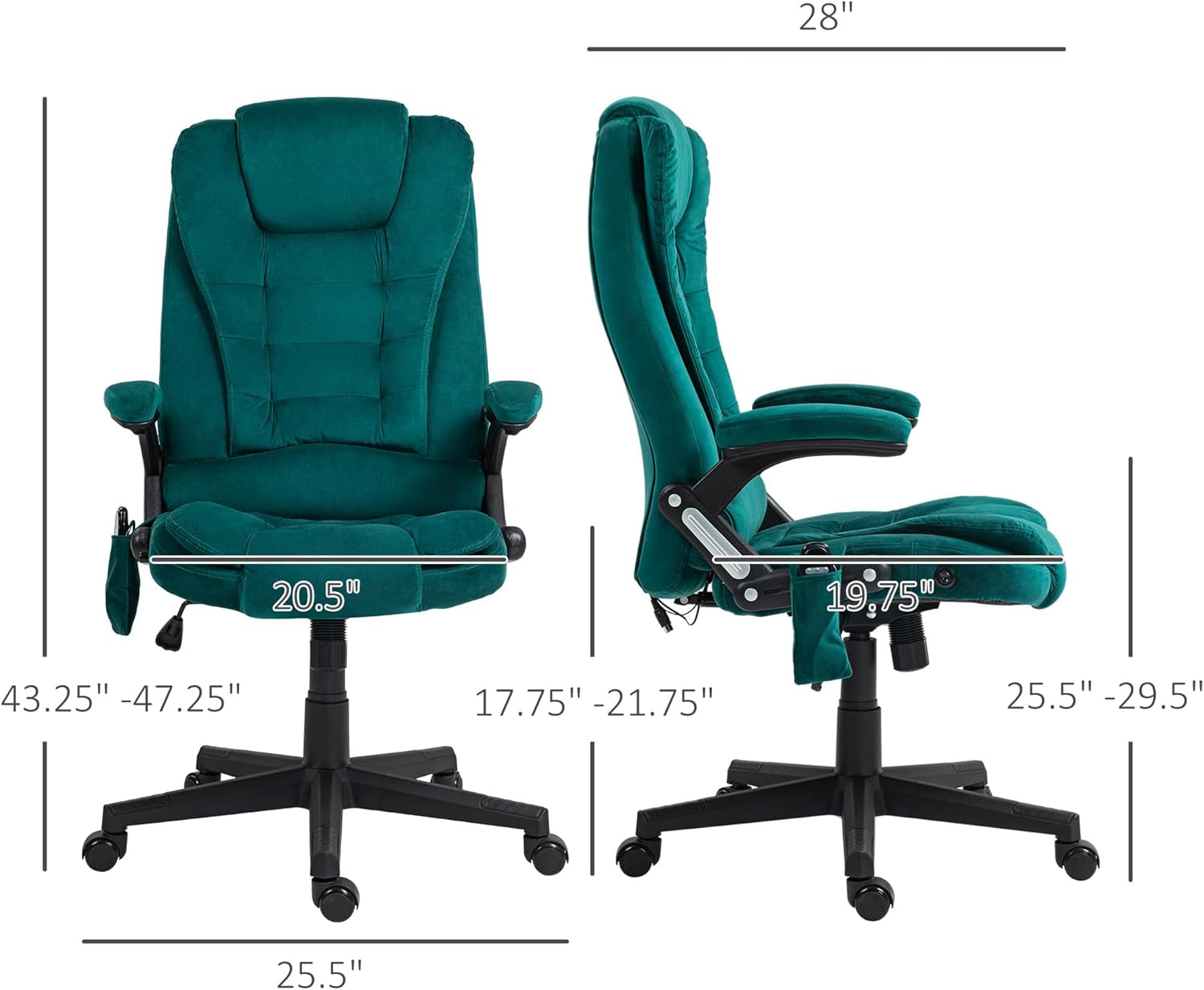 Dark Green 6 Point Massage Executive Office Chair With Heat