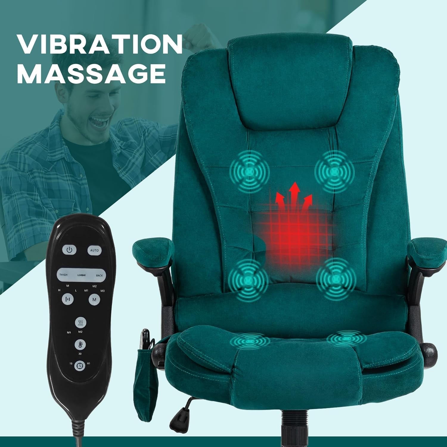 Dark Green 6 Point Massage Executive Office Chair With Heat