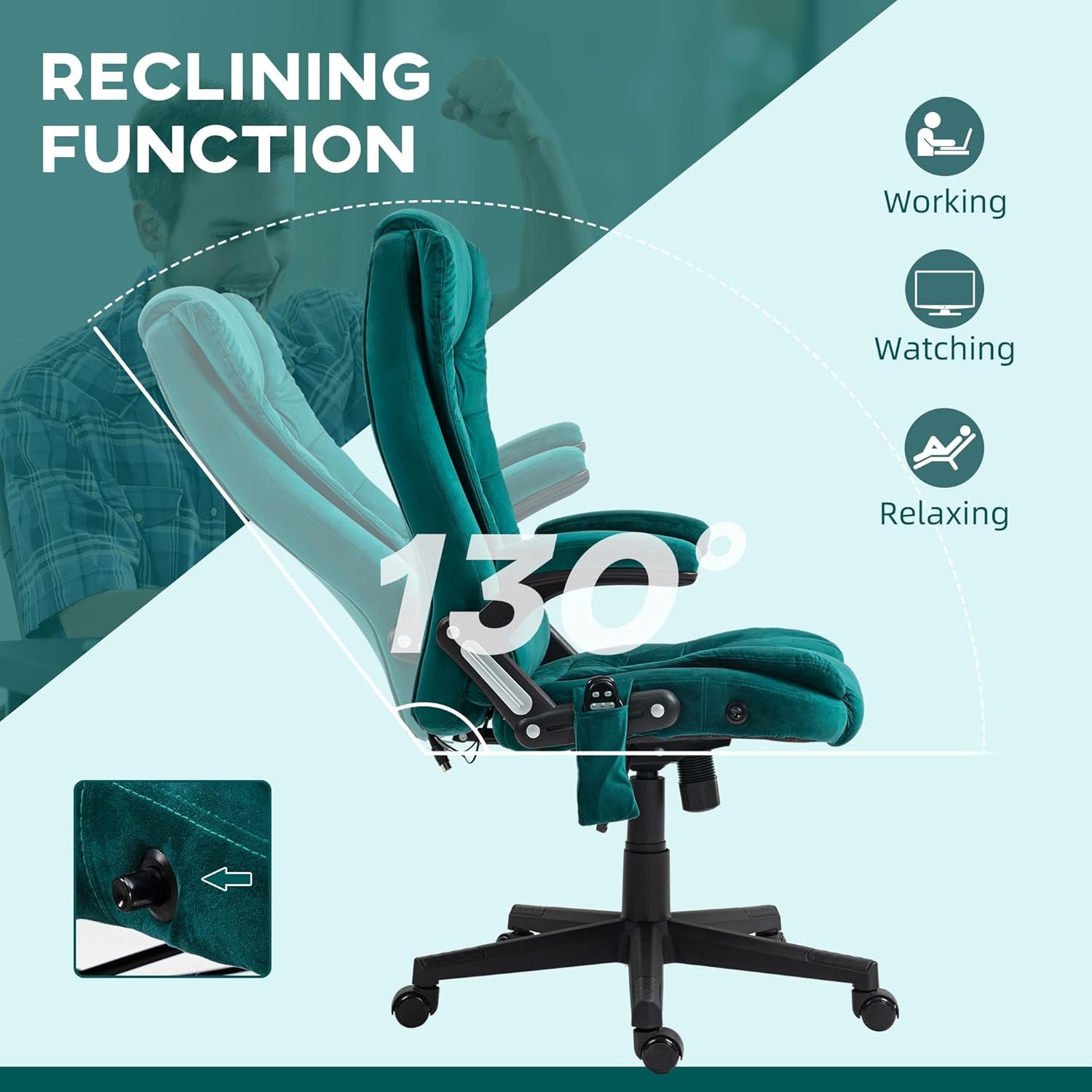 Dark Green 6 Point Massage Executive Office Chair With Heat