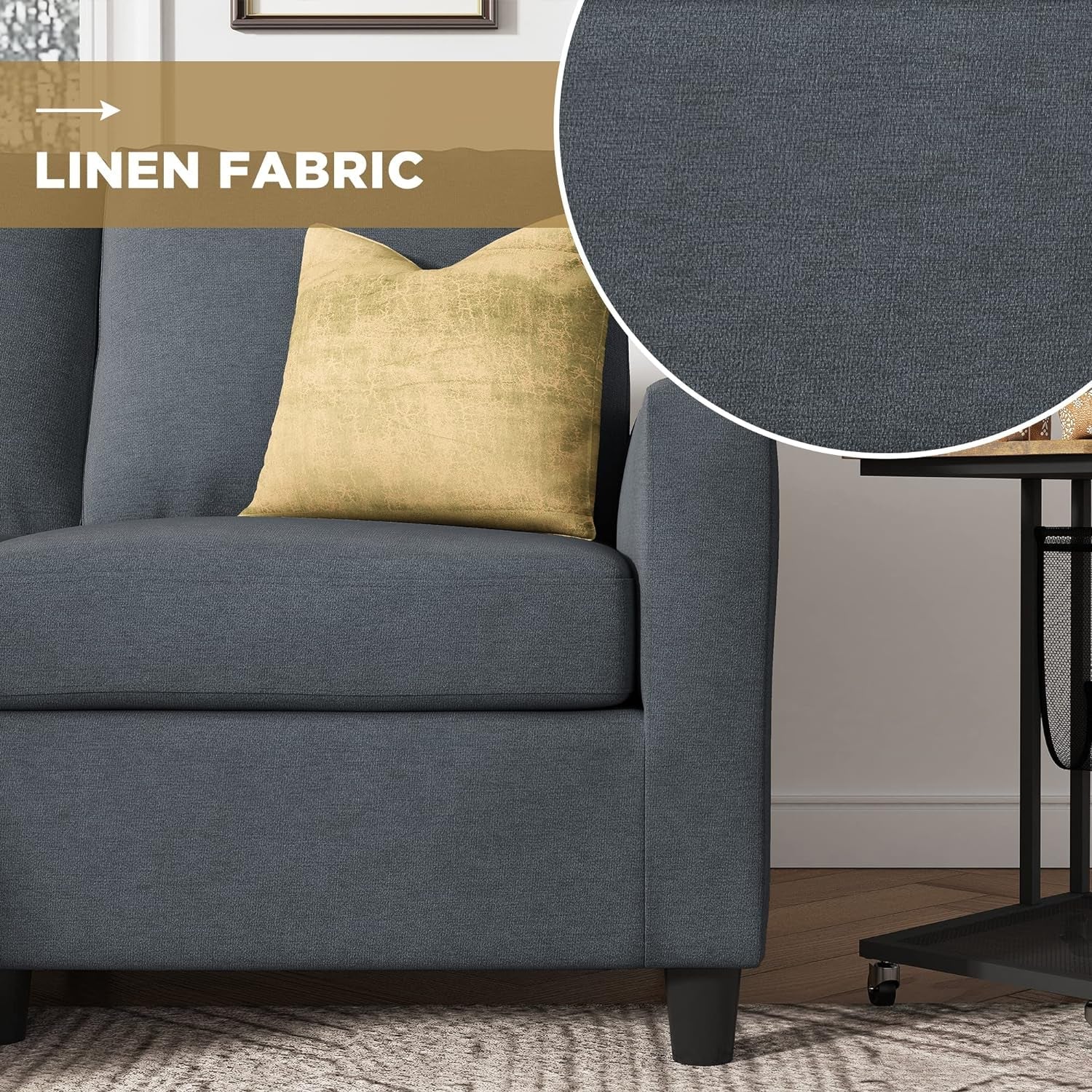 Dark Grey Convertible Sectional Sofa Reversible Chaise