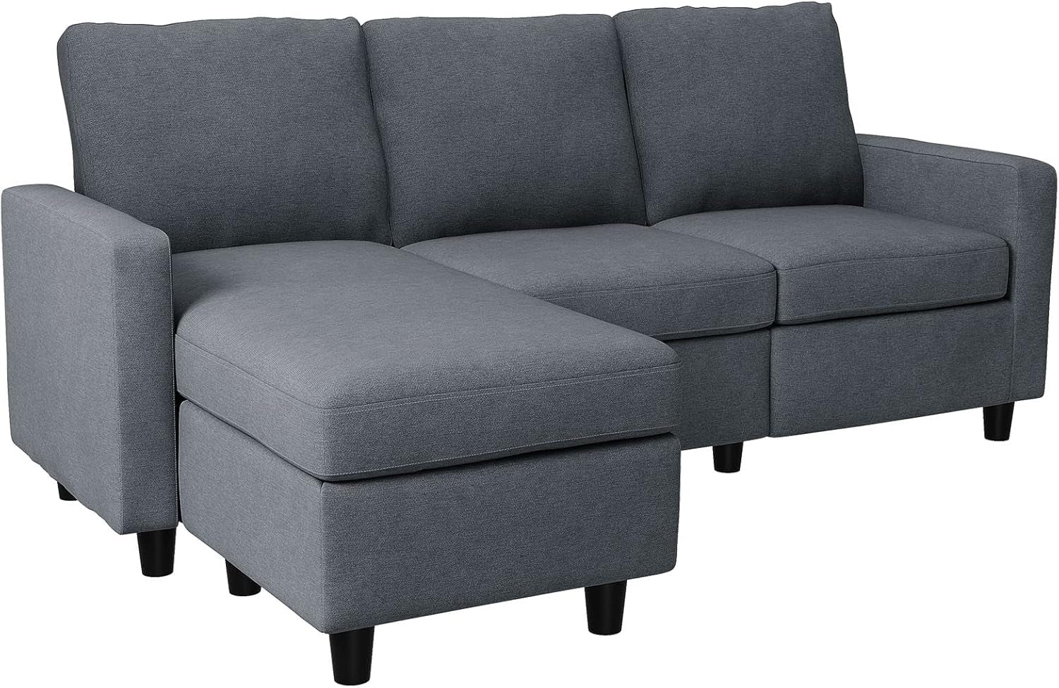 Dark Grey Convertible Sectional Sofa Reversible Chaise