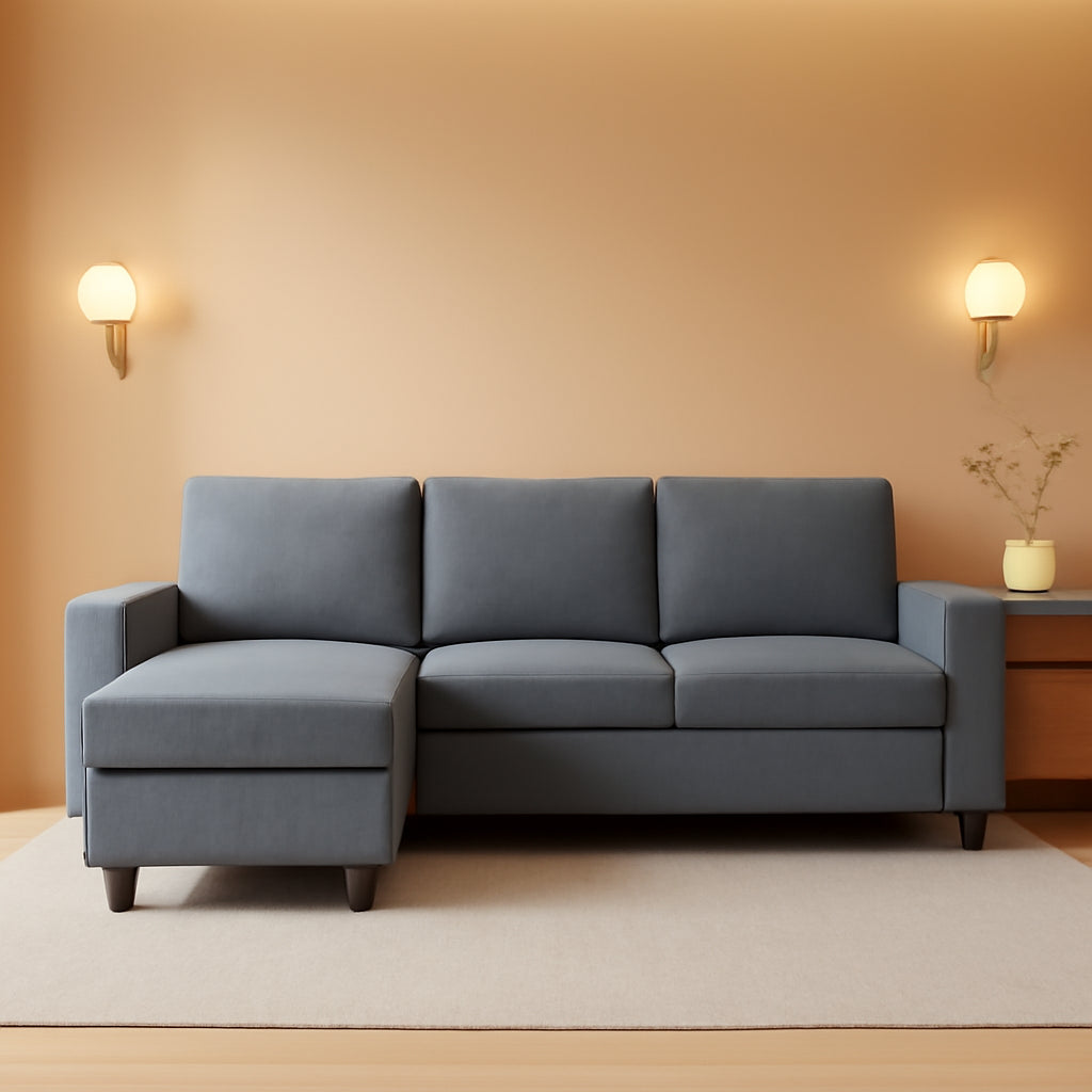 Dark Grey Convertible Sectional Sofa Reversible Chaise