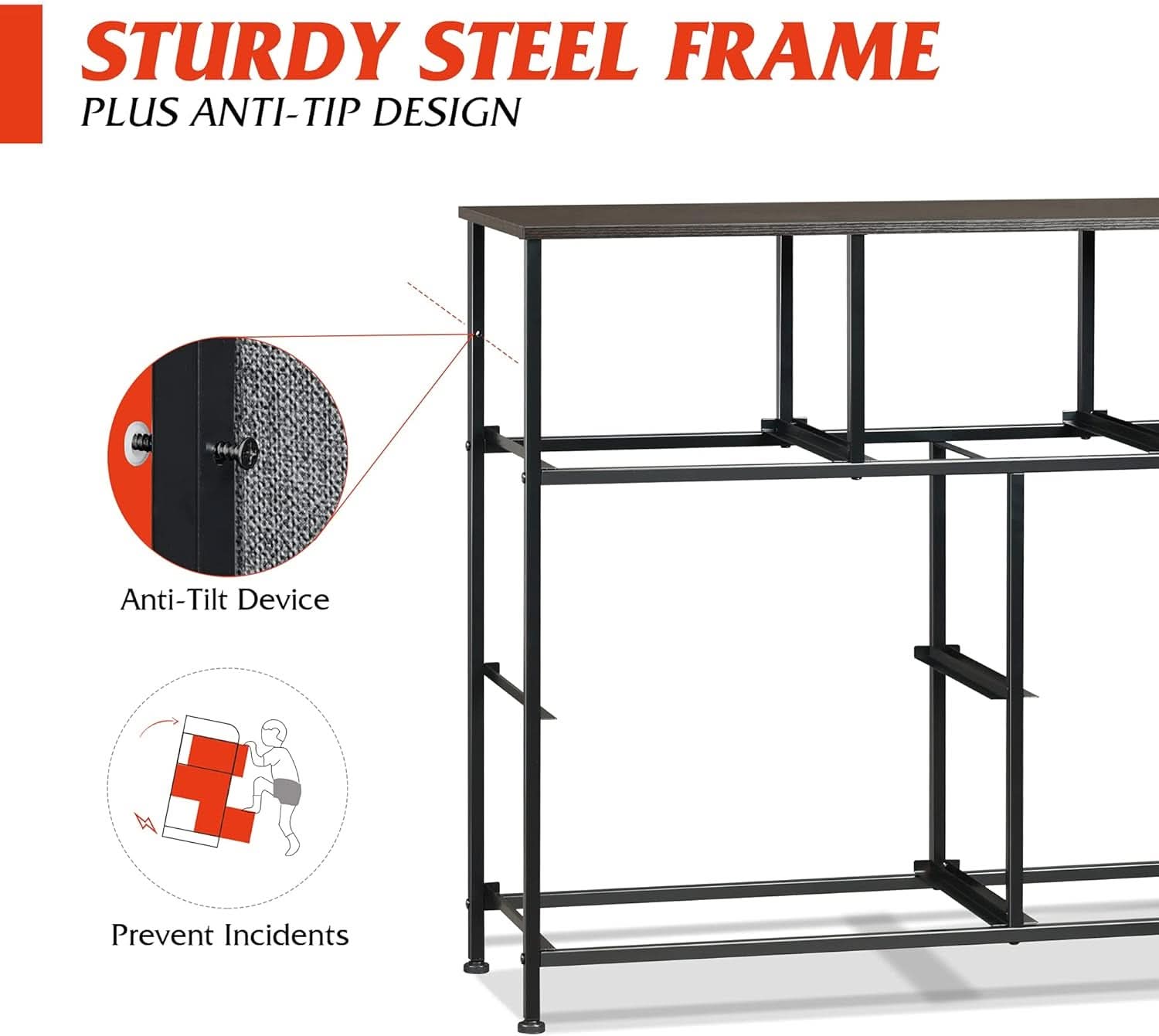 Dark Grey Dresser TV Stand With Fabric Drawers For 45 Inch TV