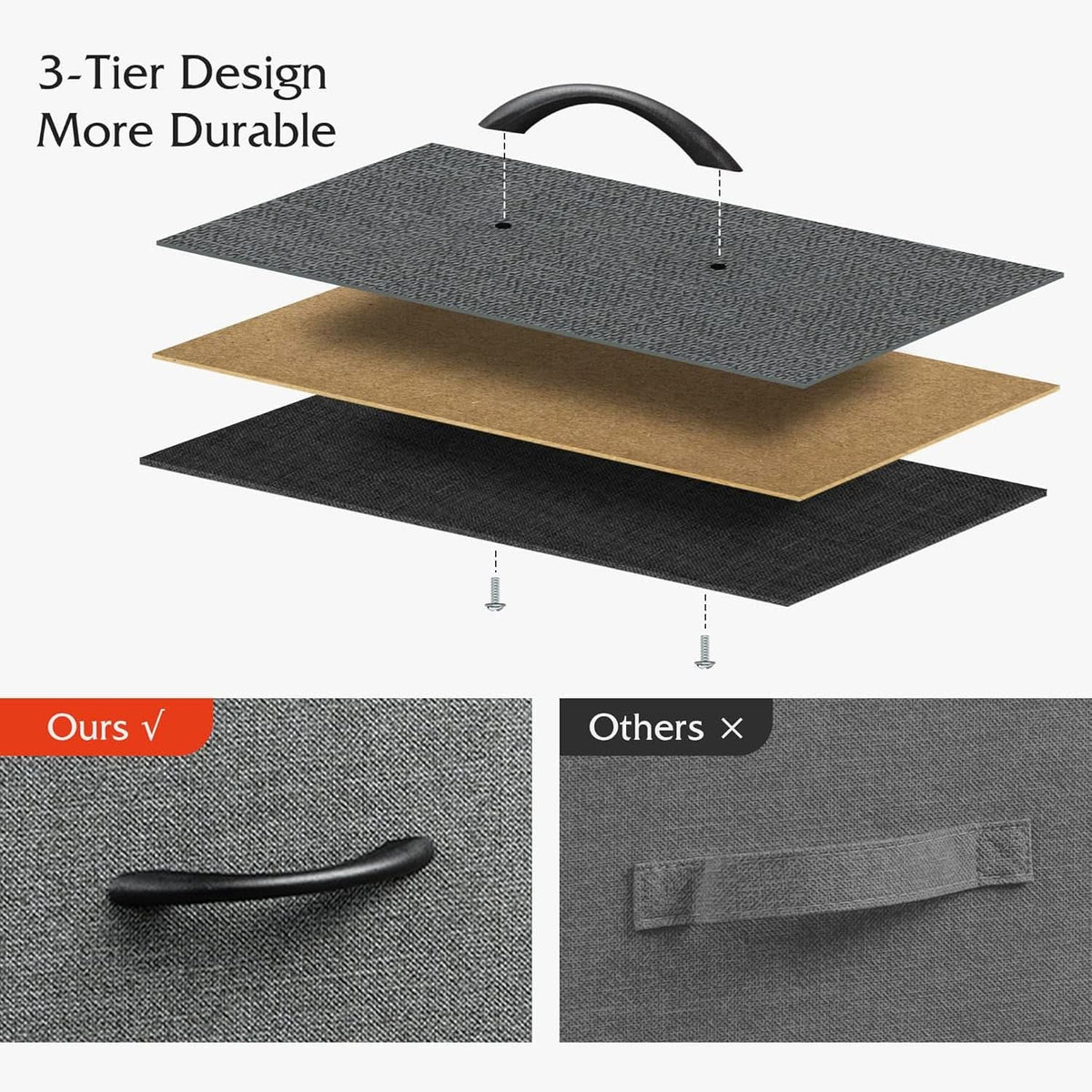 Dark Grey Dresser TV Stand With Fabric Drawers For 45 Inch TV