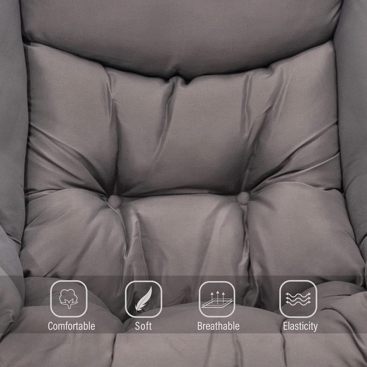 Dark Grey Lazy Chair With Ottoman Footrest And Side Pocket