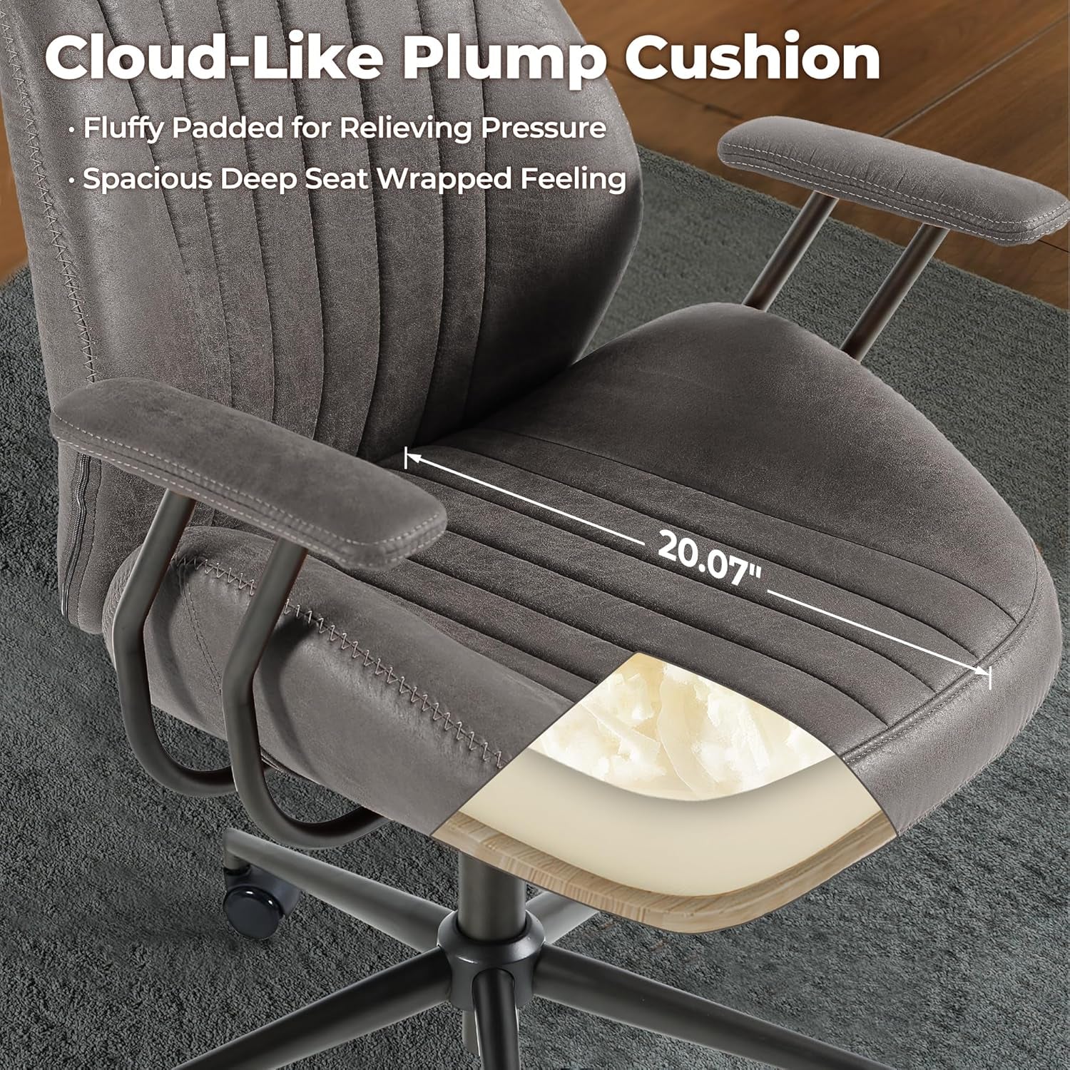 Dark Grey Leather Office Chair With Lumbar Support