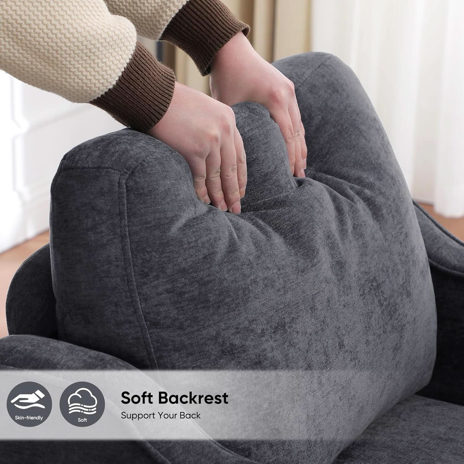 Dark Grey Mid Century Modern Accent Chair For Living Room