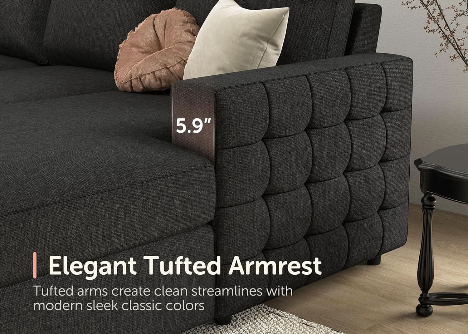 Dark Grey Sectional Sleeper Sofa With Pull Out Bed